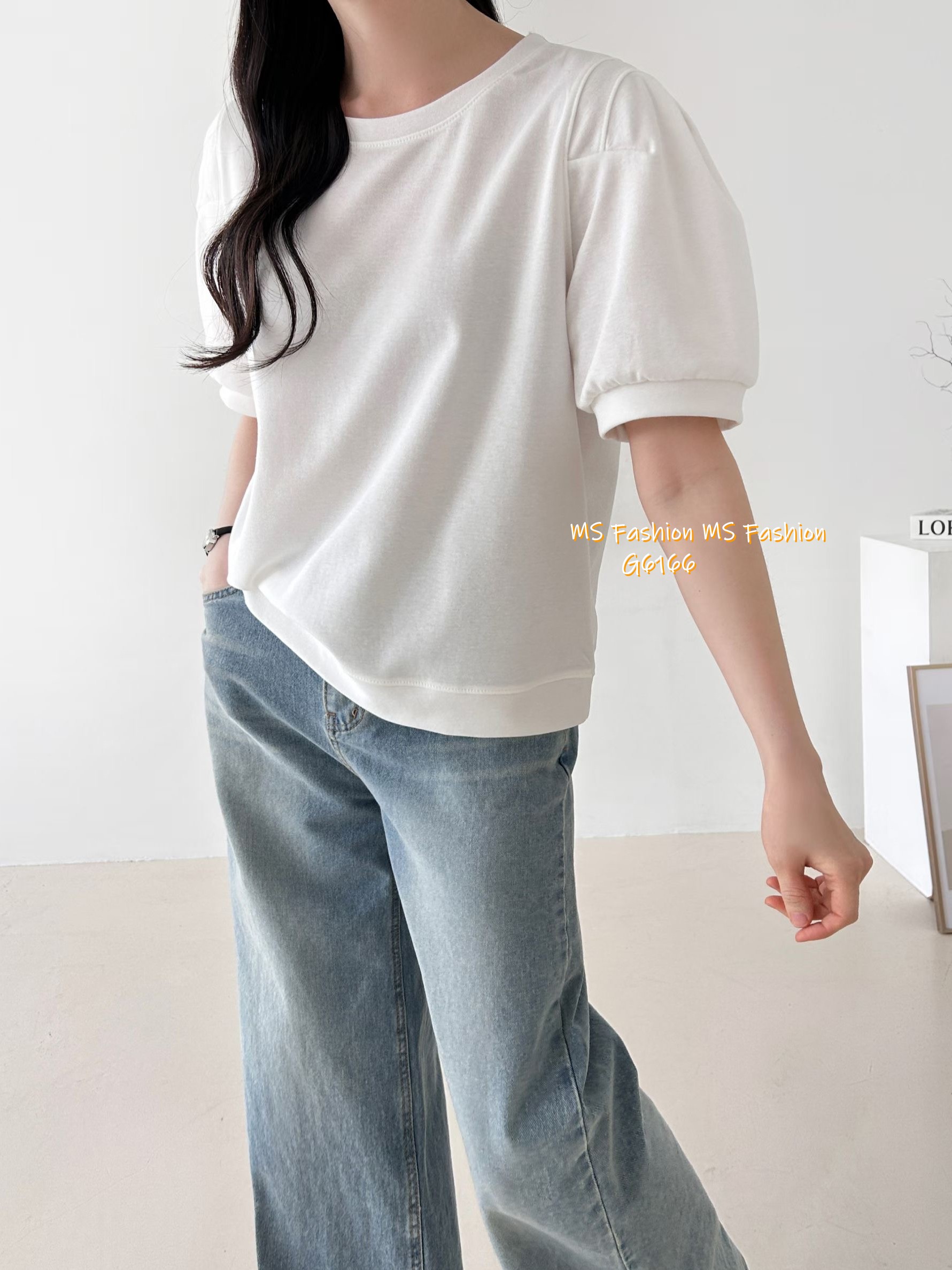 G6166 韓國🇰🇷靚色摺袖top