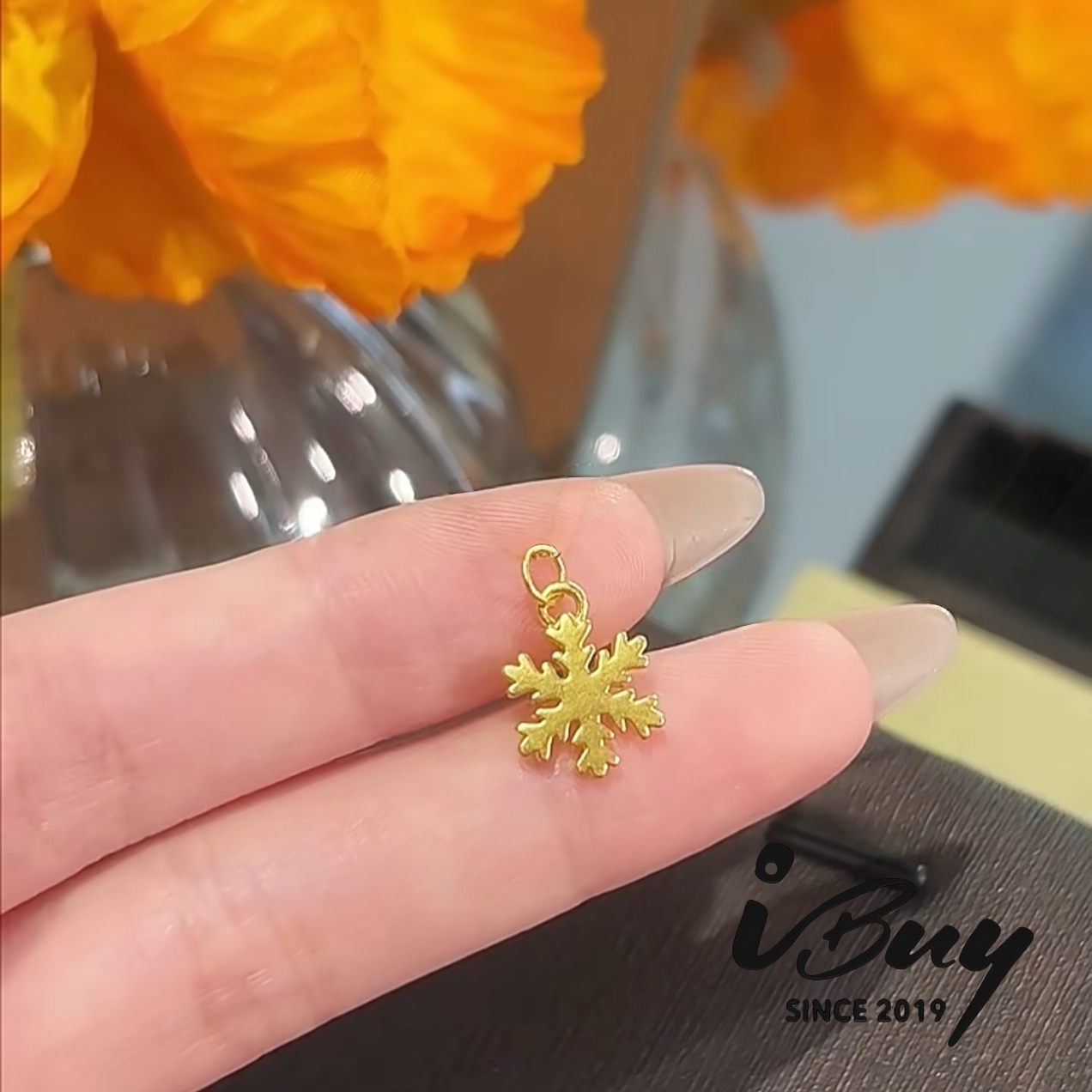 999 GOLD SNOWFLAKE PENDANT 999 金 雪花吊坠