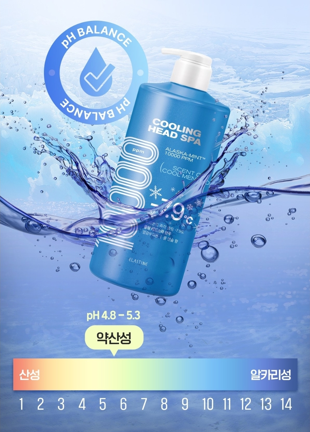 🌿 ELASTINE Cooling Head Spa 10000 Cool Menthol Shampoo 1L