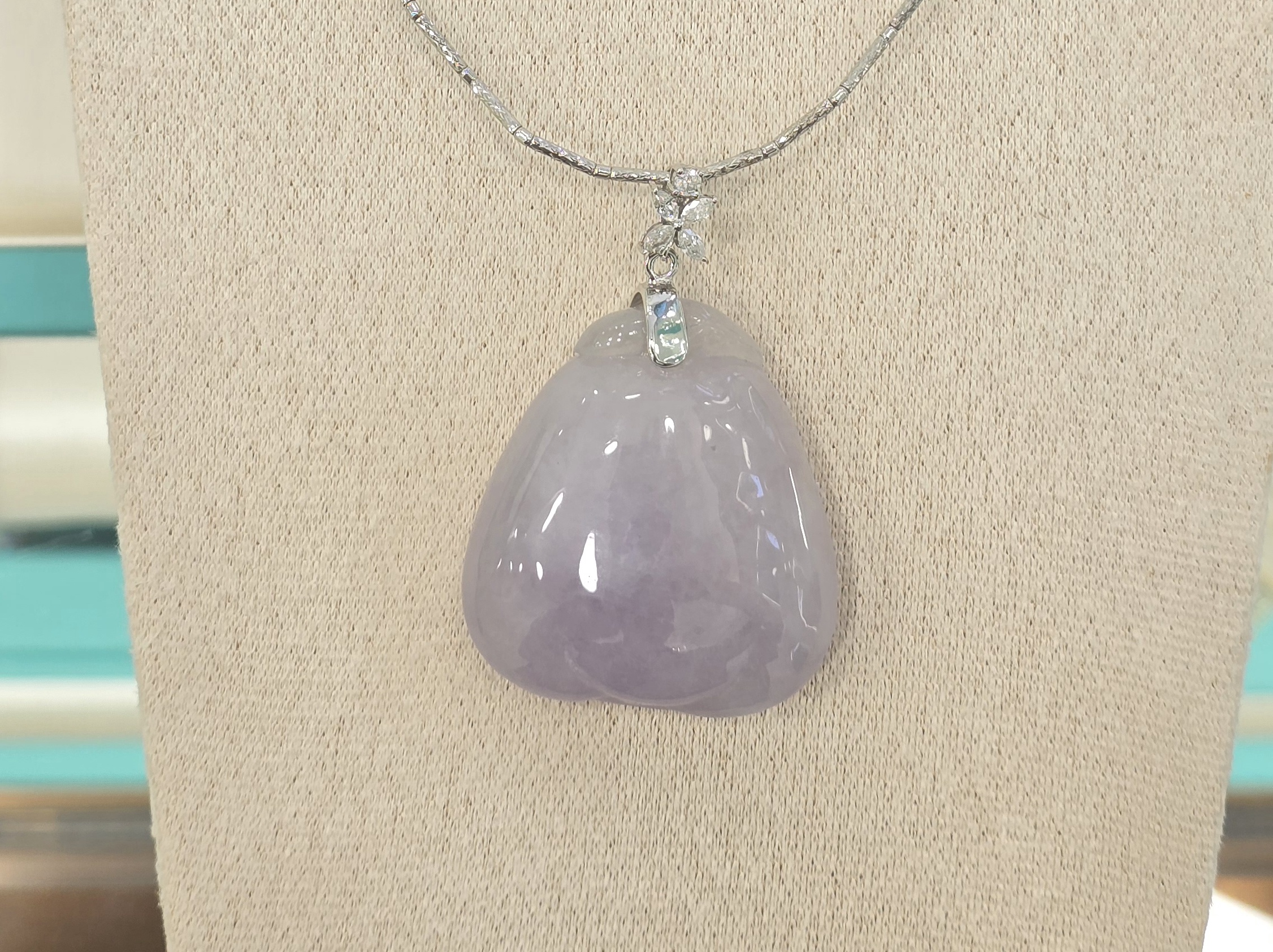 18K翡翠鑽石吊墜 d0.3ct