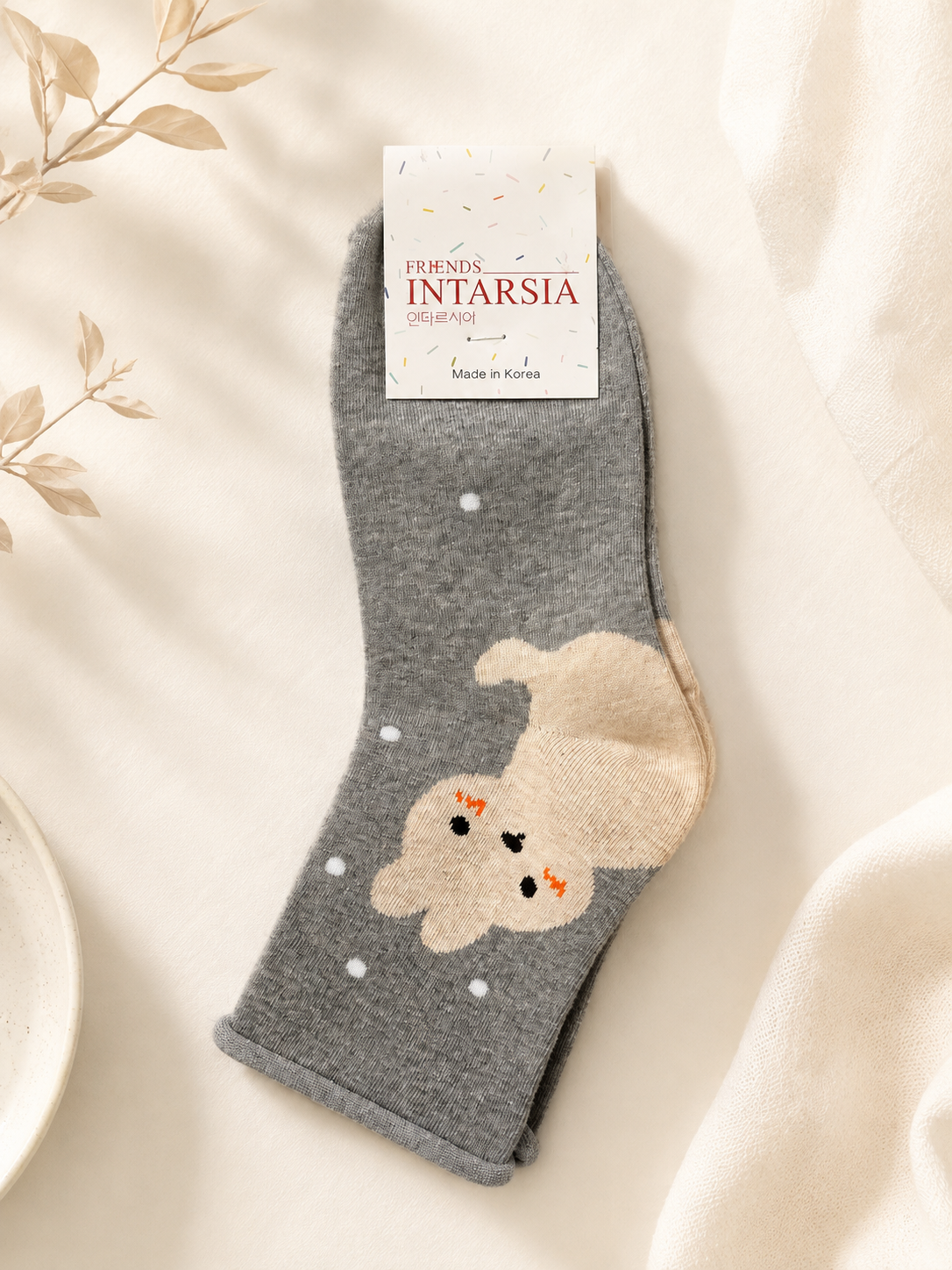 Korean Bunny Polka Dot Mid Socks
