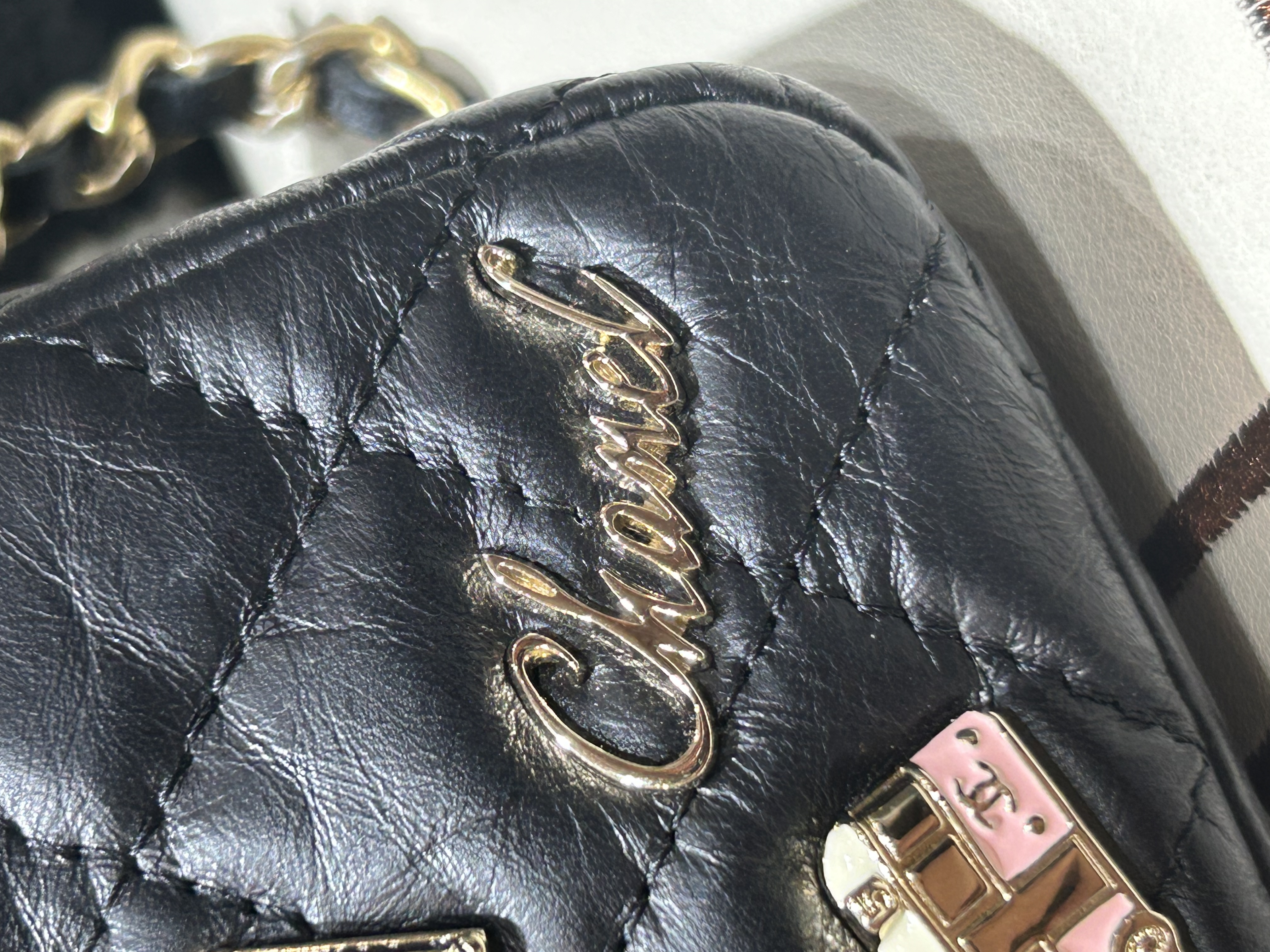 Chanel Double Zip Clutch With Chain Black Quilted Aged Calfskin Lucky Charms 2.55 Reissue Gold Hardware 100%Authentic ,98%new ✅25card ✅dust bag✅box