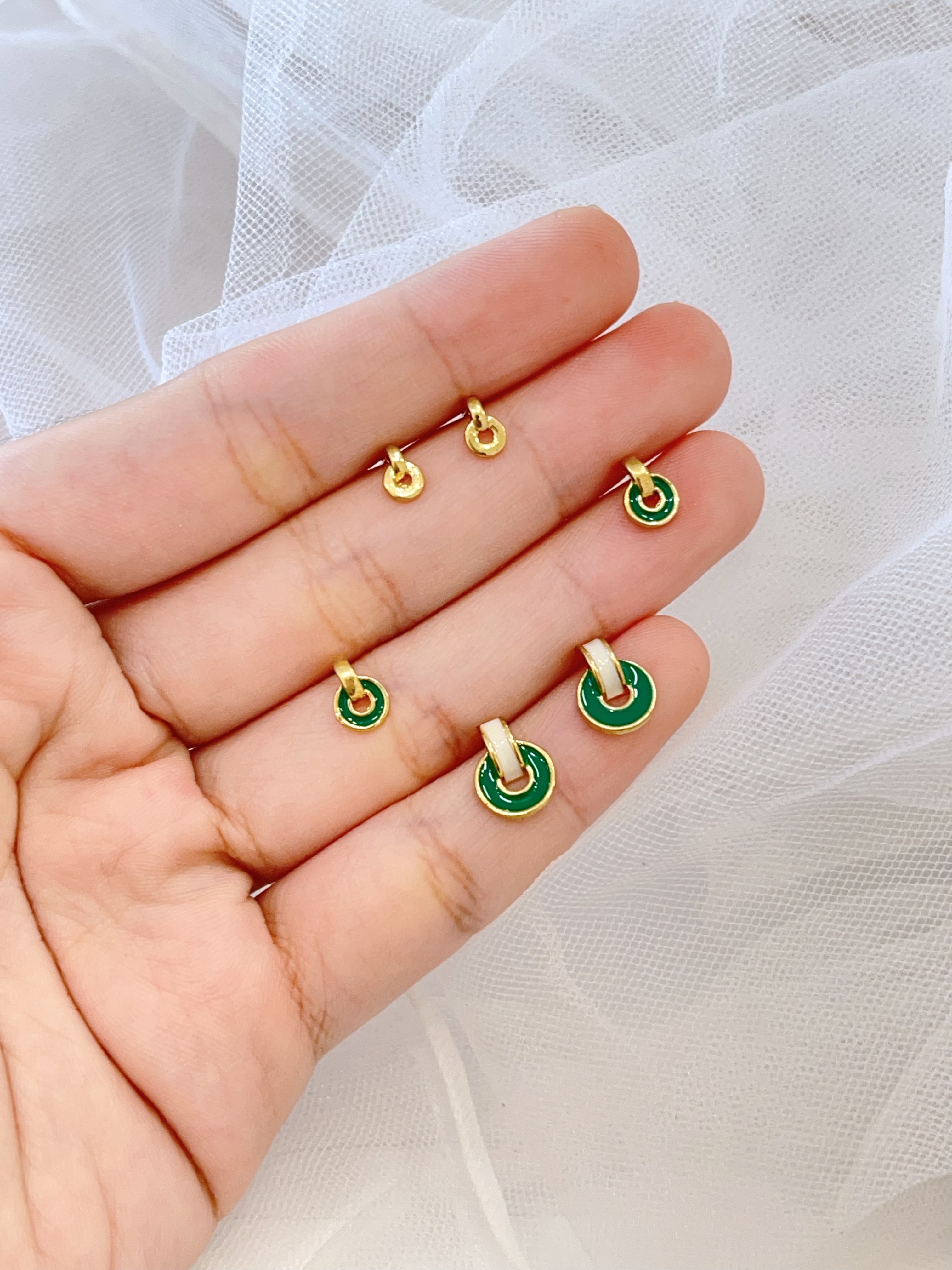 绿色系小圈耳环套装