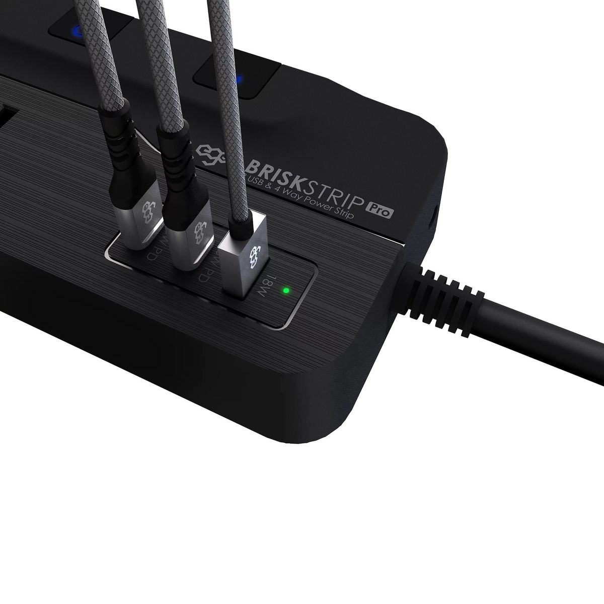 ego - BRISK STRIP (專業版) 氮化鎵 3USB & 4插口防雷拖板 TP-FR3U4K-C3