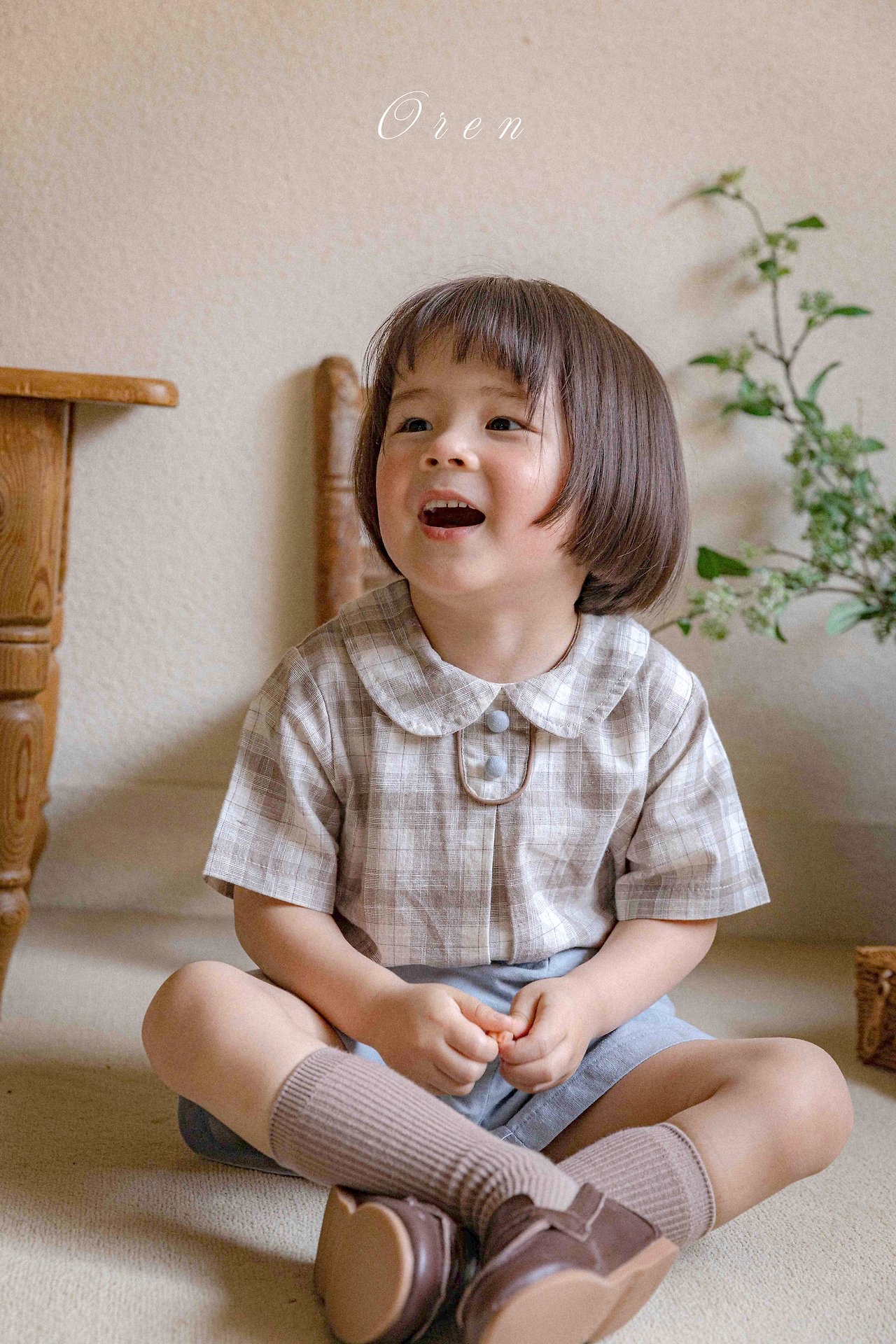 ☀️預訂 韓國直送☀️🇰🇷Oren Oliver兩色格紋純棉圓領短袖包屁衣/上下套裝