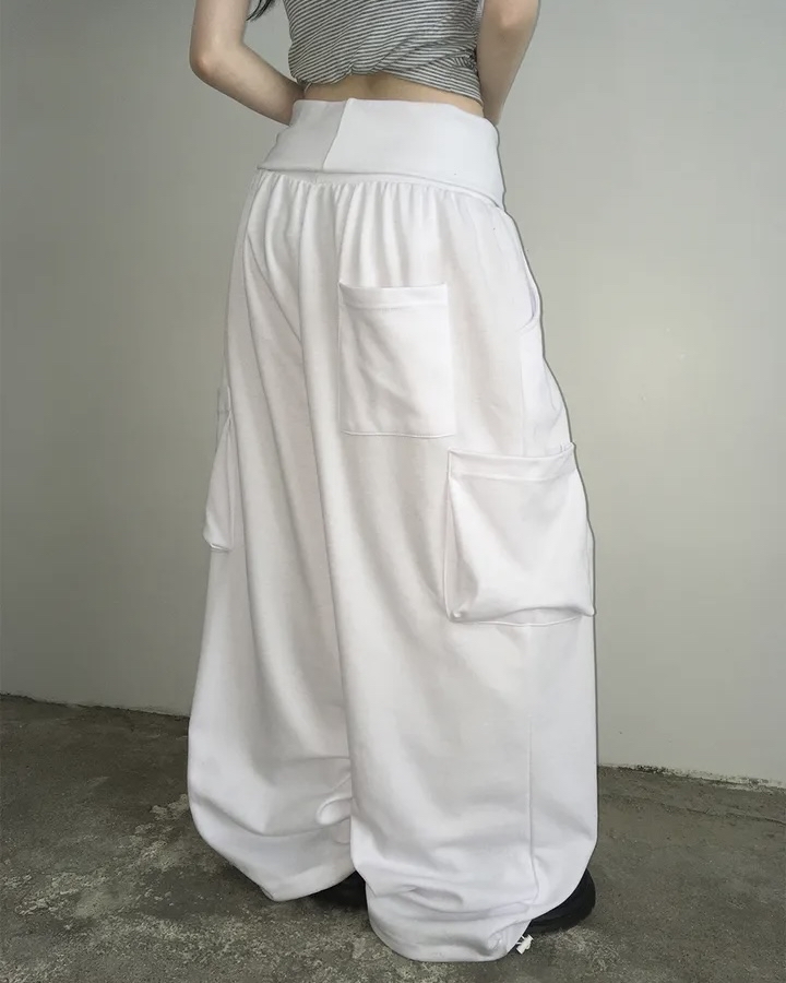 Folded Waist Wide Leg Cargos
