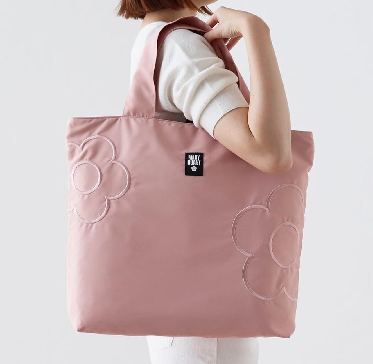 MARY QUANT 經典雛菊刺繡拉鍊摺疊環保袋（多色）