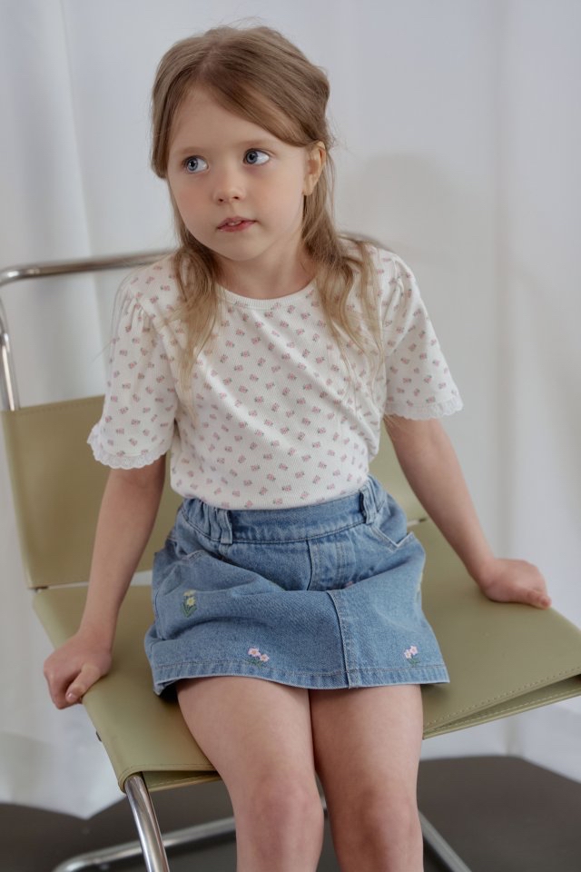 Momoann | Flower denim shorts(size 7(100-105)