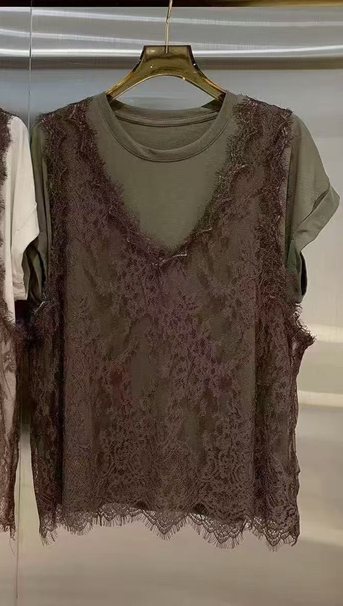 假2 件拼lace Top 
