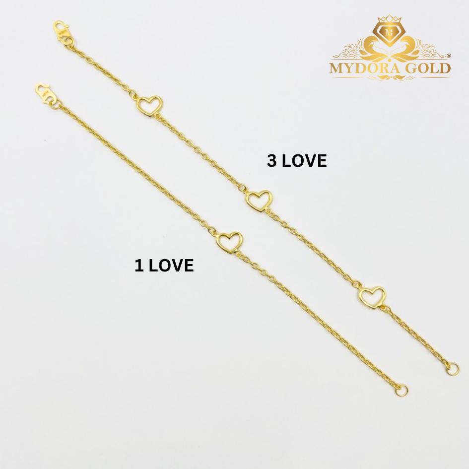 MYDORA Rantai Tangan Sauh + Love Bingkai l EMAS 916/22K