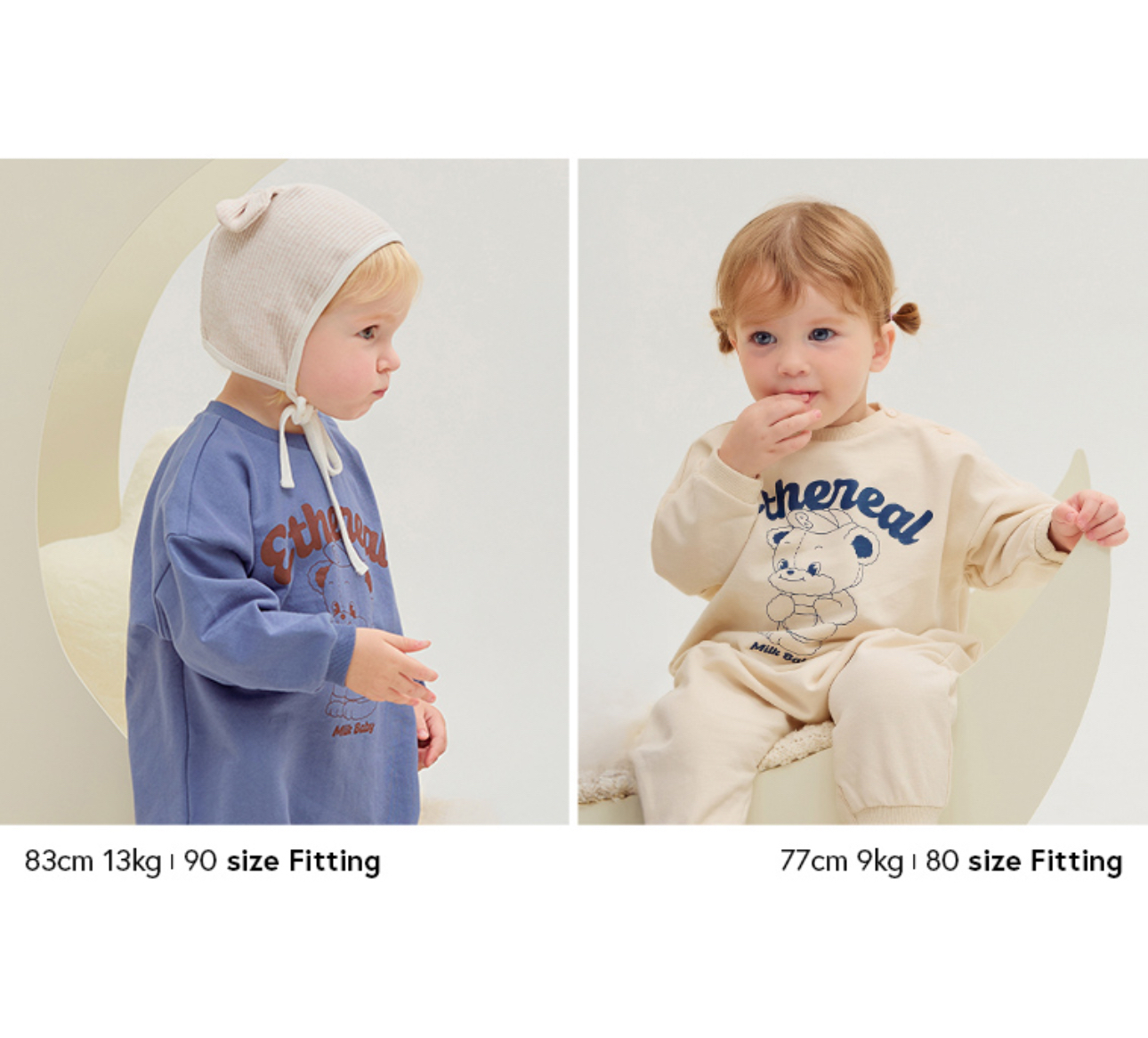 🍁預訂 韓國直送🍁🇰🇷Milk Baby兩色小熊字母印花寬鬆長袖連身服