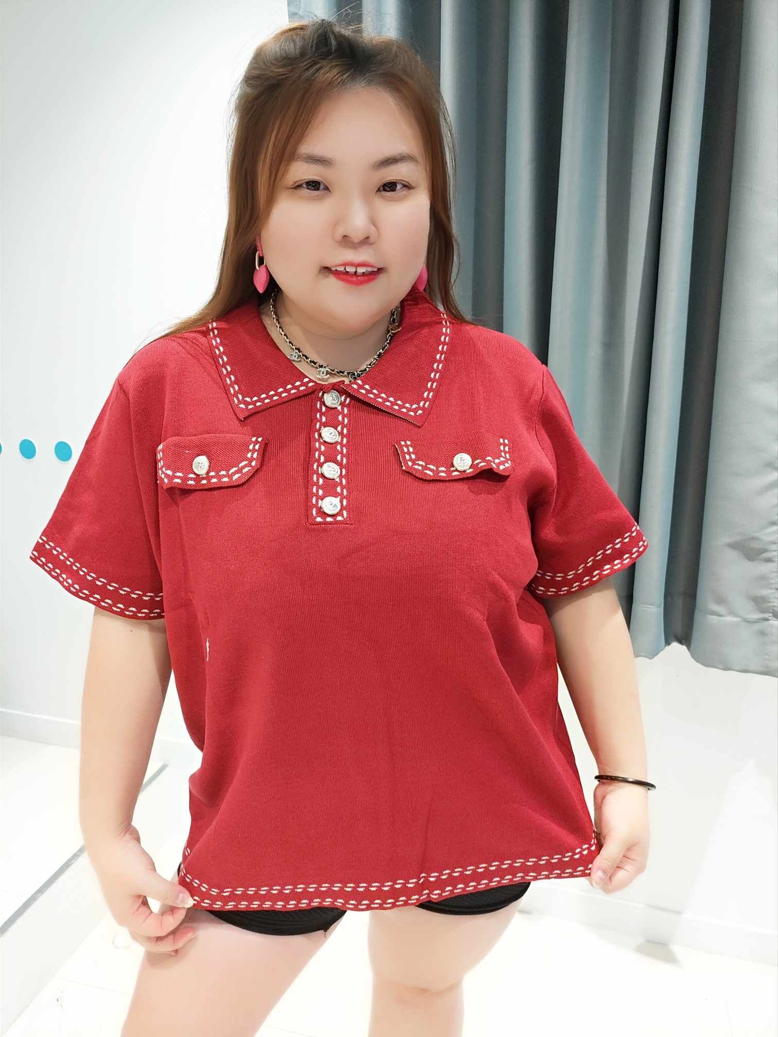 DSE19 边拼设计款针织上衣