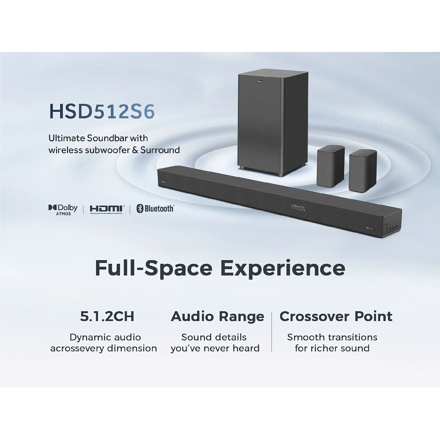 Haier 5.1.2ch Dolby Atmos Soundbar with Wireless Subwoofer (HSD512S6)