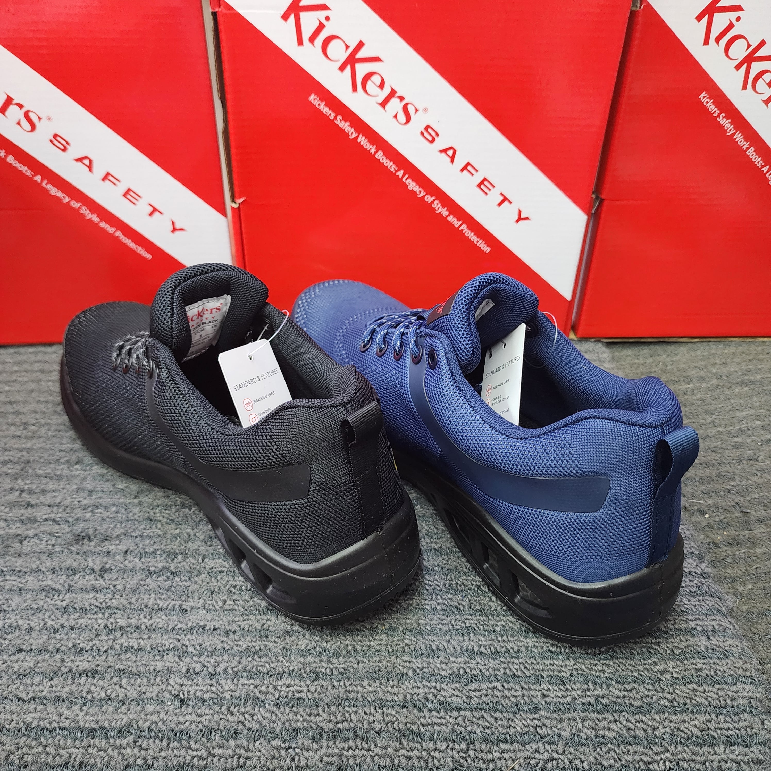 KicKers 2528 Safety Ankle Cut Lace ESD Black Blue Safety Shoes Kasut Keselamatan