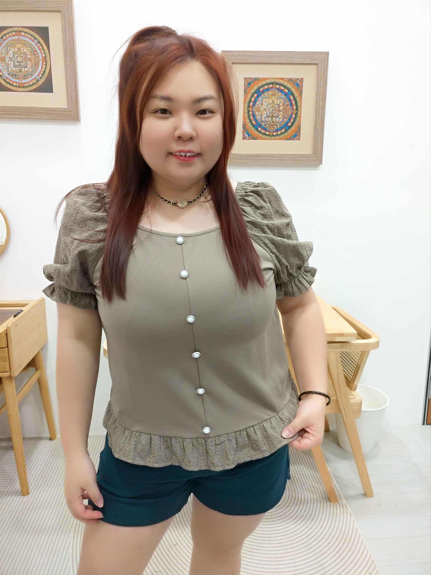 OTB17 BE#282029 拼筒花袖设计上衣