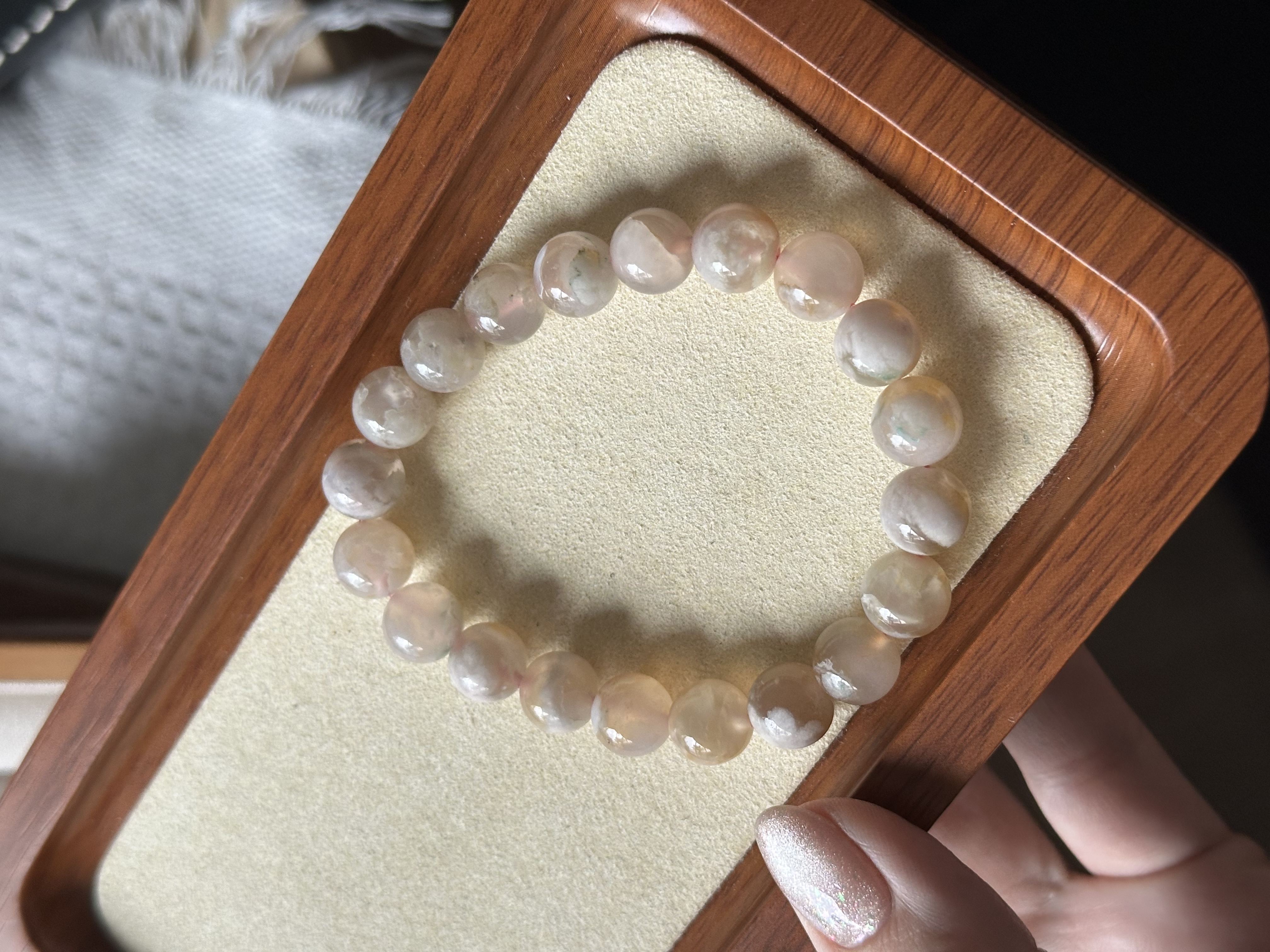 奶白樱花玛瑙 ｜ Milky Sakura Agate 10mm+ 