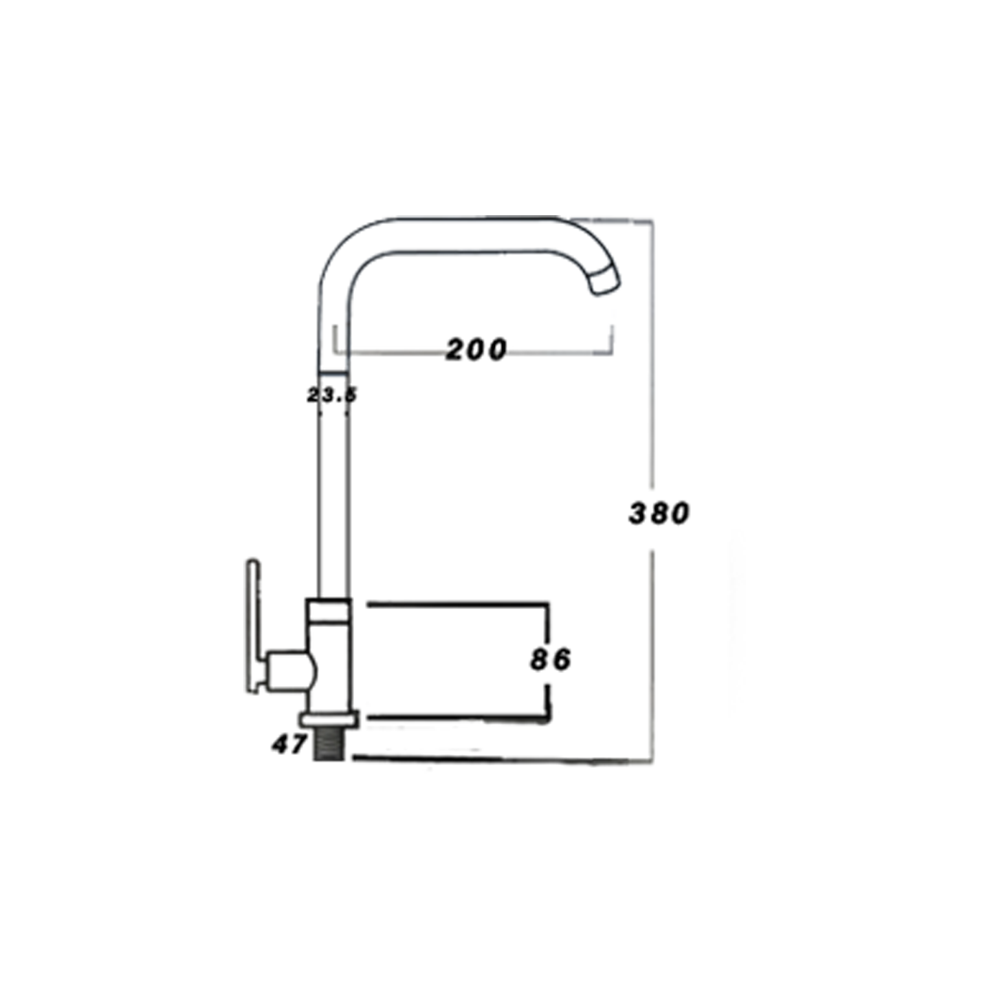 Otosani 304# Stainless Steel Heavy Duty L Shape Pillar Swan Tap (966-53#) OTO966-53