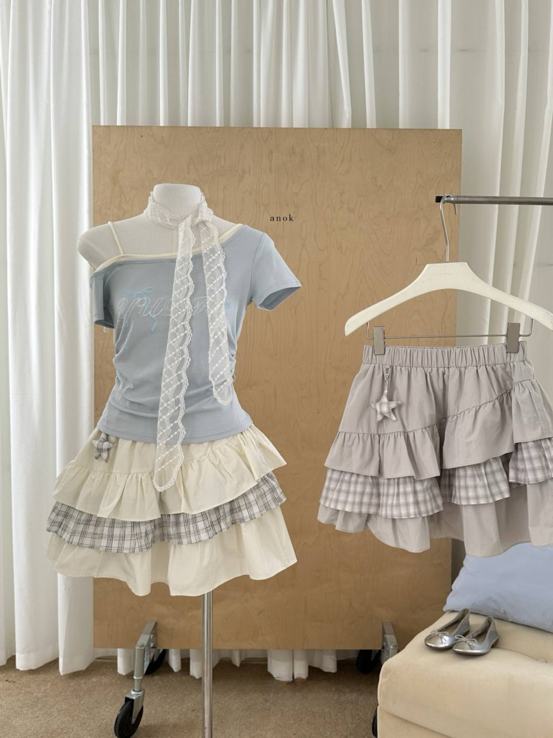 日系星星拼接蛋糕裙 Japanese Style Star Print Tiered Skirt