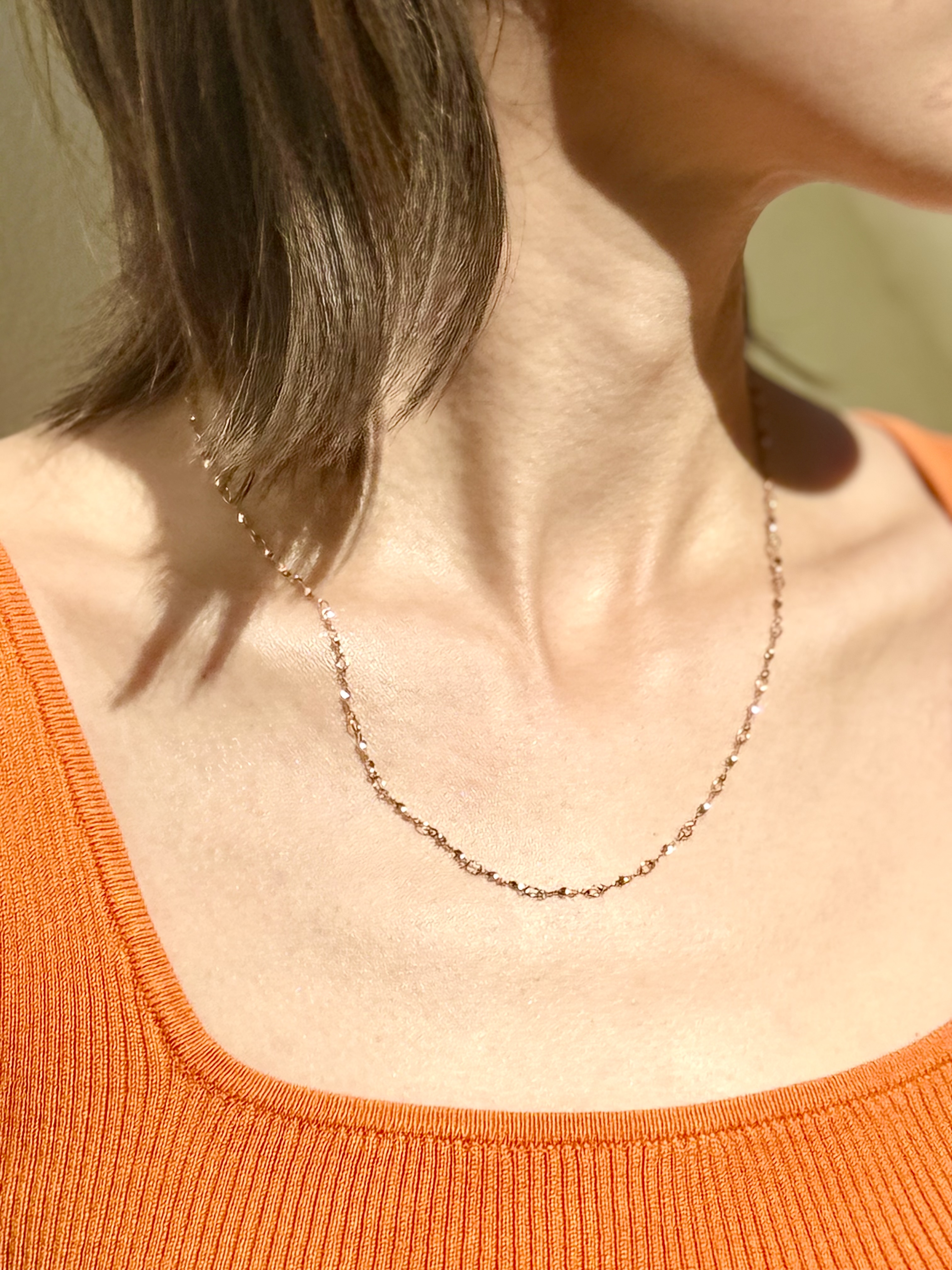 Rose twist circle stainless necklace