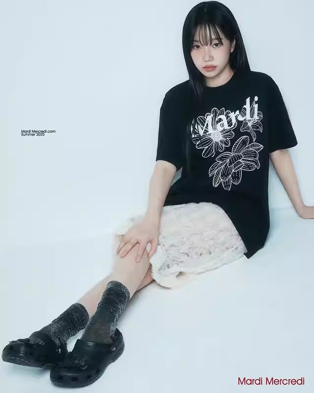 Mardi Mercredi 前三朵花印花短袖Tee