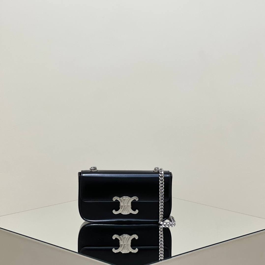 🔥大货实拍图 𝗖𝗘𝗟𝗜𝗡𝗘 ♥ 𝗧𝗥𝗜𝗢𝗠𝗣𝗛𝗘链条腋下包 型号：197993 尺寸：20.5*11.5*4cm