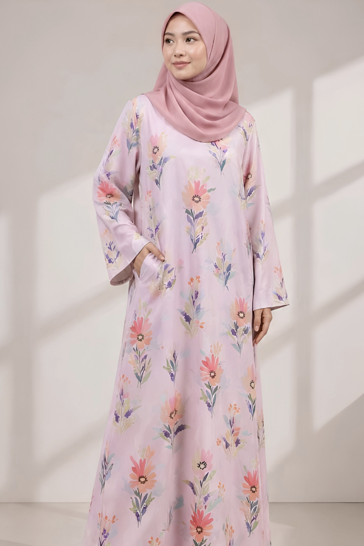 BASIC DRESS - Pink Flower