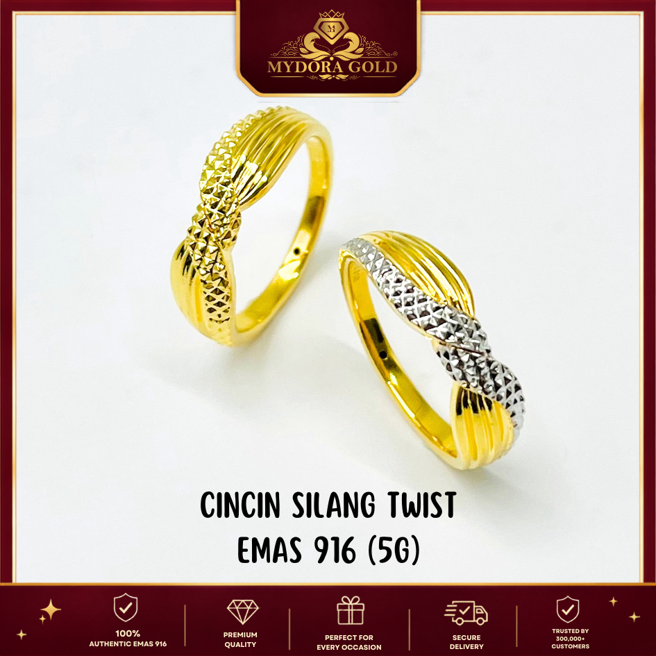 MYDORA Cincin Silang Twist (5G) l EMAS 916/22K