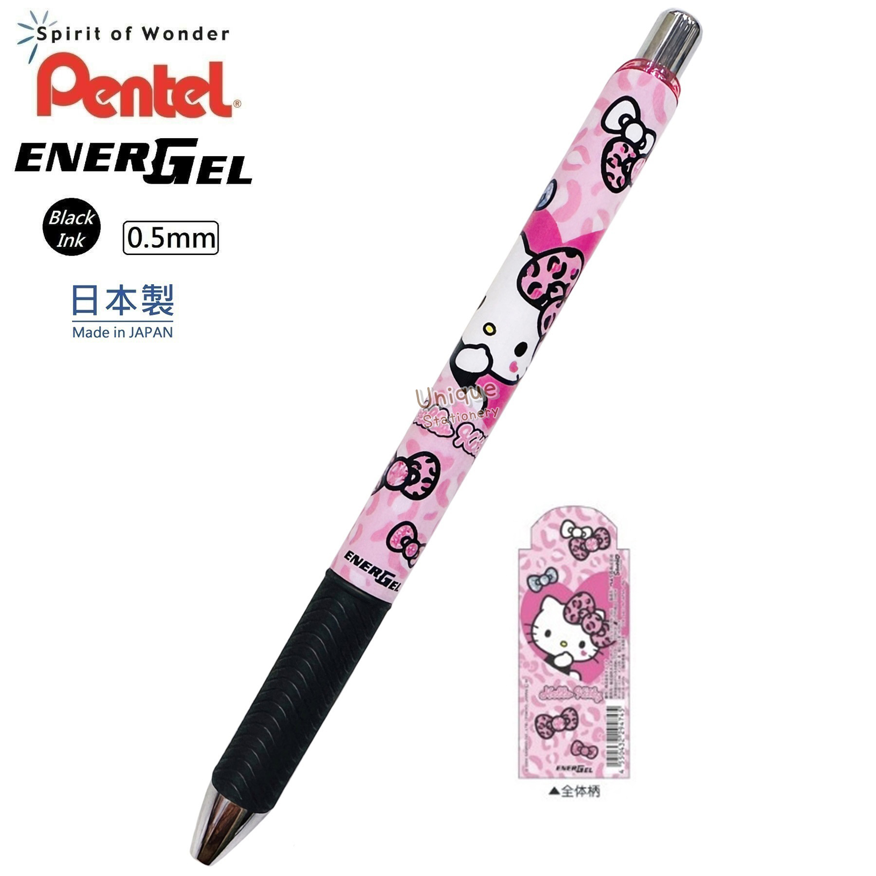 現貨｜Sanrio Hello Kitty 日本製 Pentel EnerGel 0.5mm 黑色 啫喱筆 (229474)