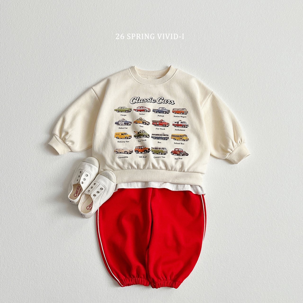 🌸預訂 韓國直送🌸🇰🇷VIVIDI三色迷你車車印花寬鬆衛衣