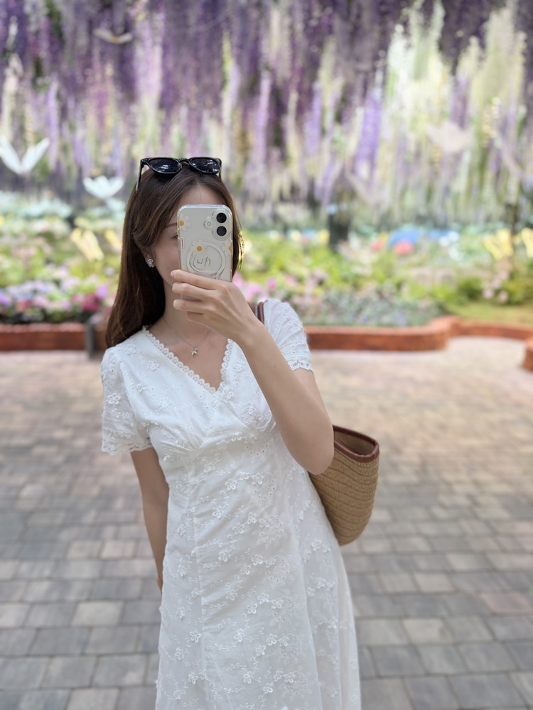 Aurelie Embroidered Dress (White)