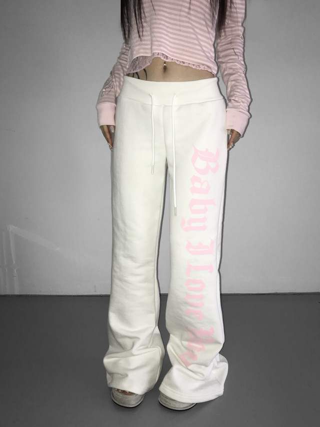 Cotton Gothic Print Flare Sweatpants