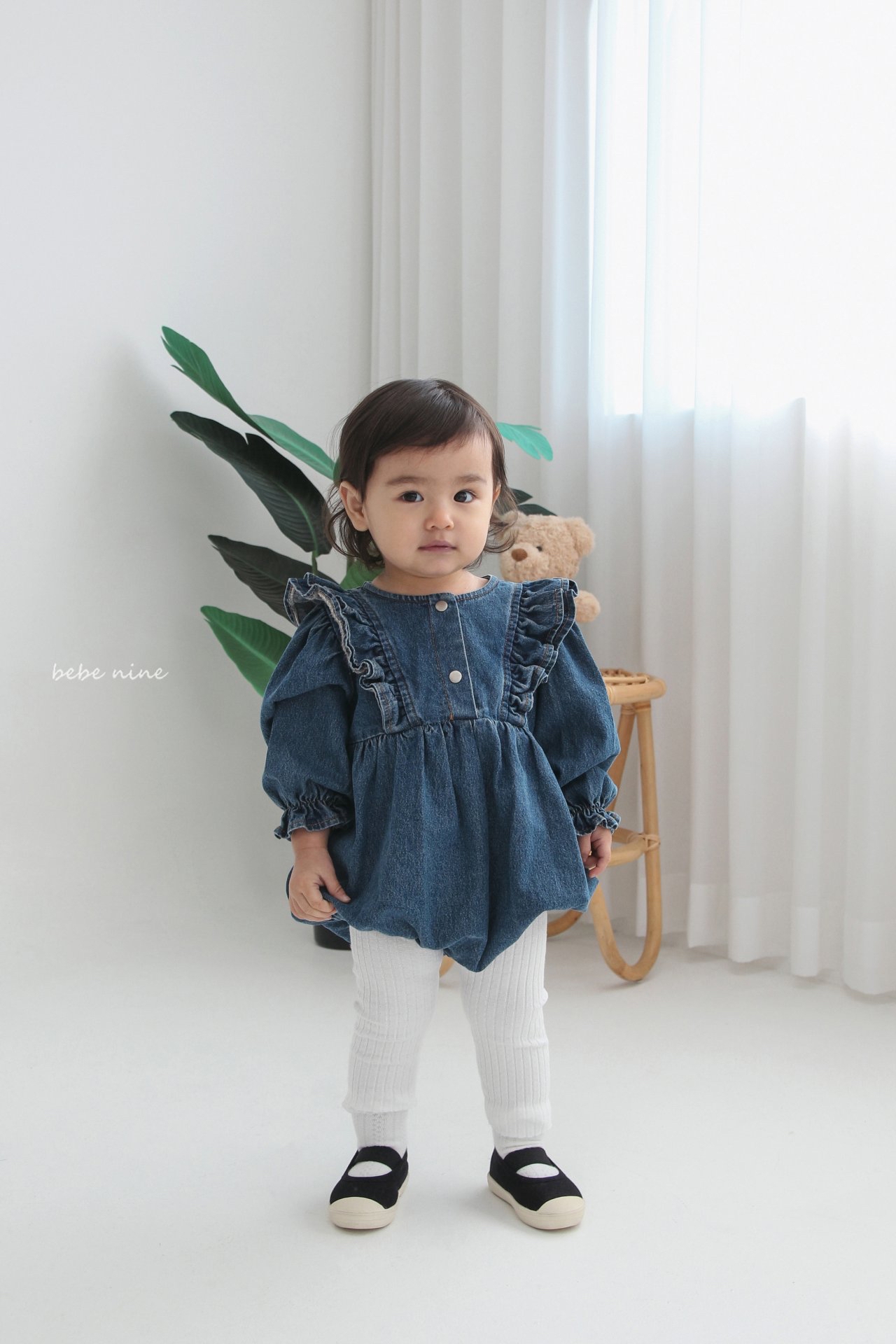 🌸預訂 韓國直送🌸🇰🇷Bebenine兩色荷葉邊牛仔長袖包屁衣