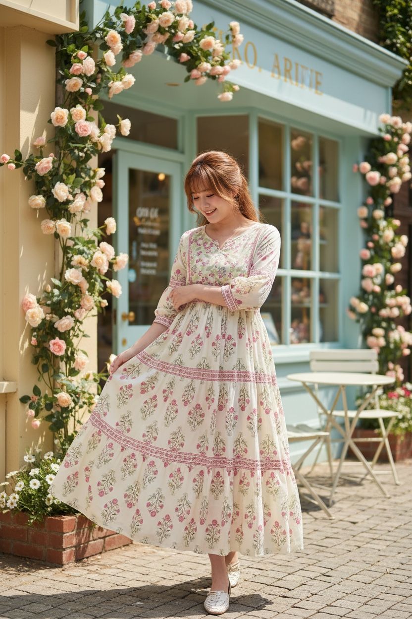 Milky Cottage Floral 4-Rope OP 44" #1463