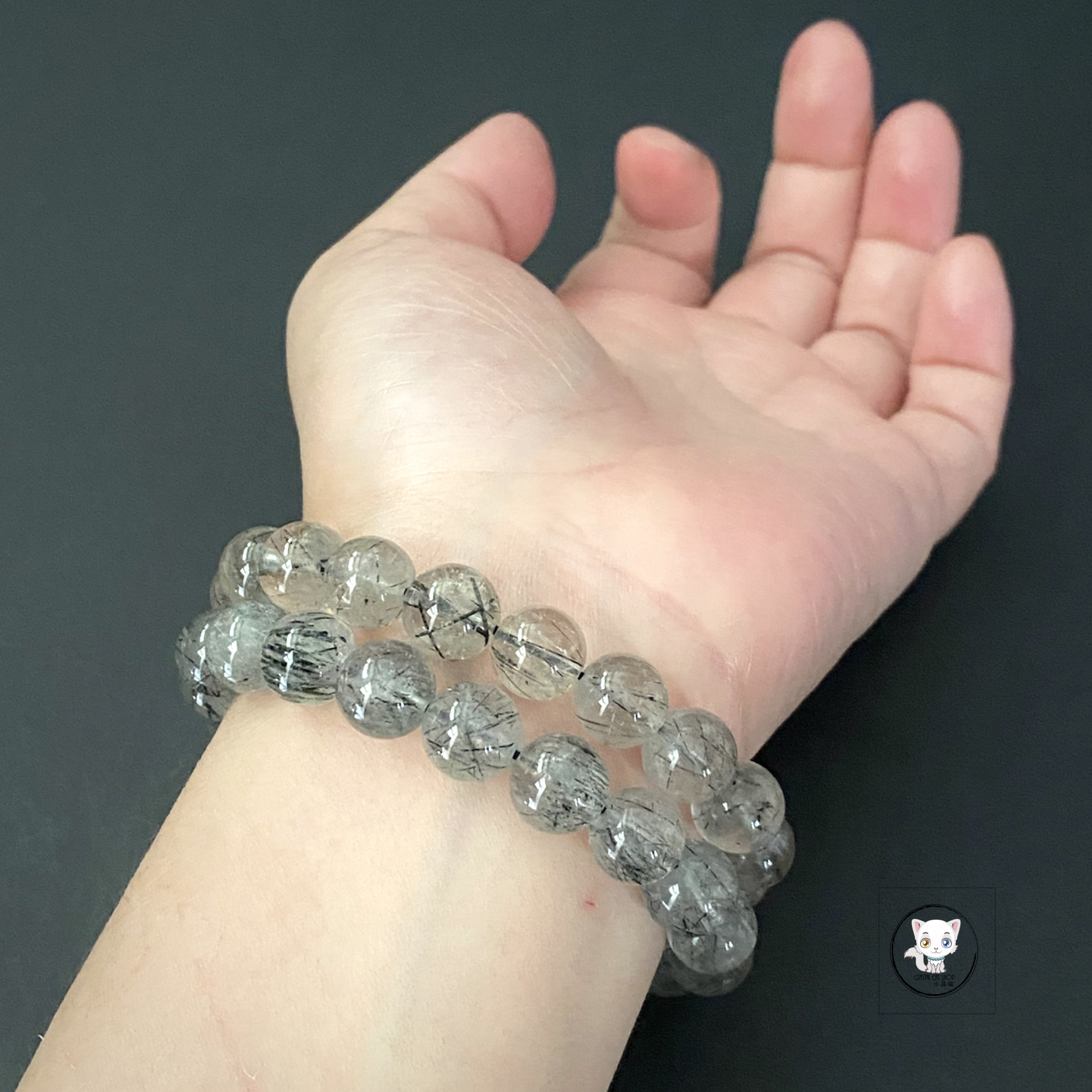 巴西黑髮晶手鏈 10mm