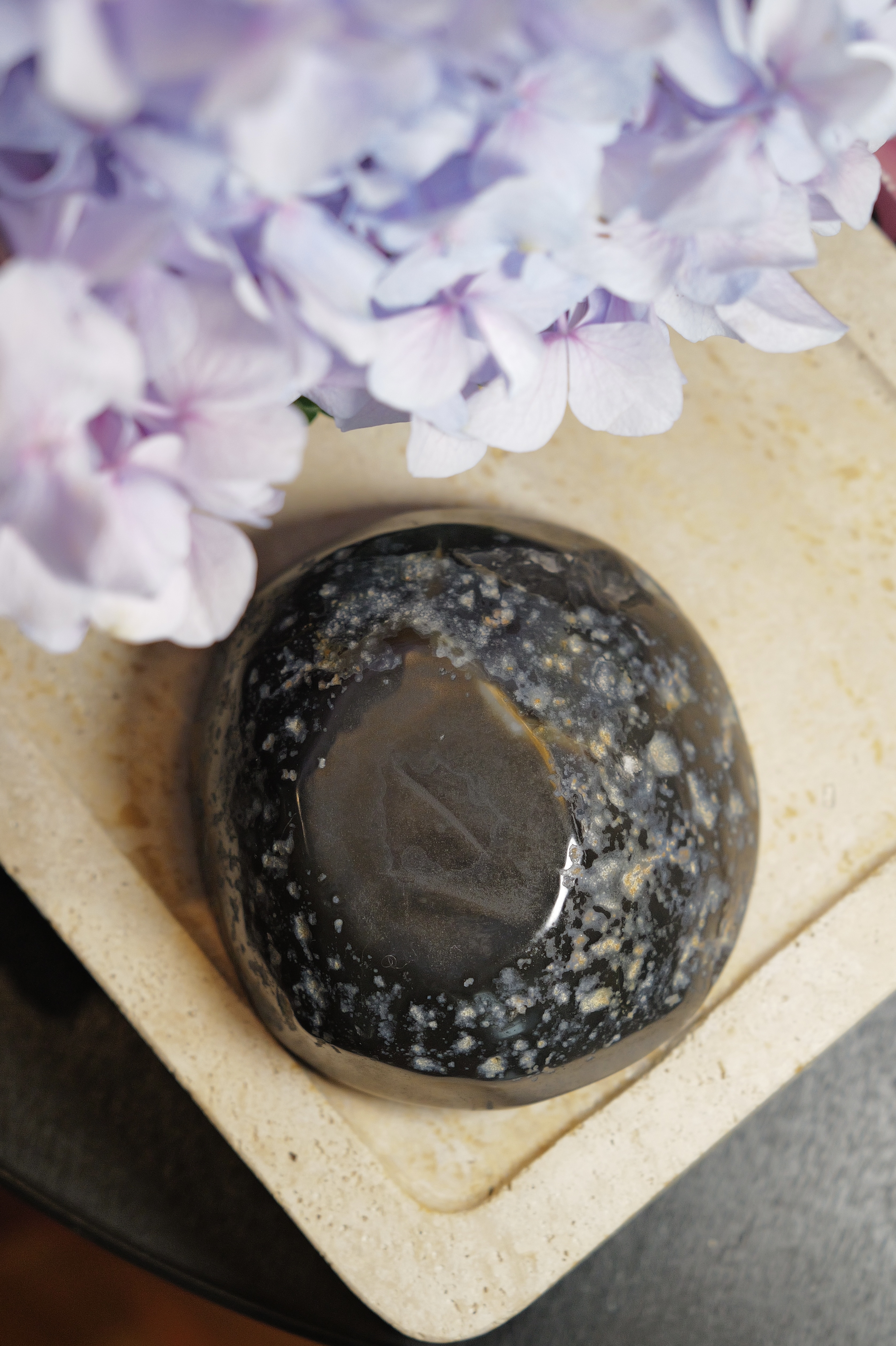  ༒10.7cm藍紋黑瑪瑙原皮淨化碗༒ AG*5004C13-R*2NA