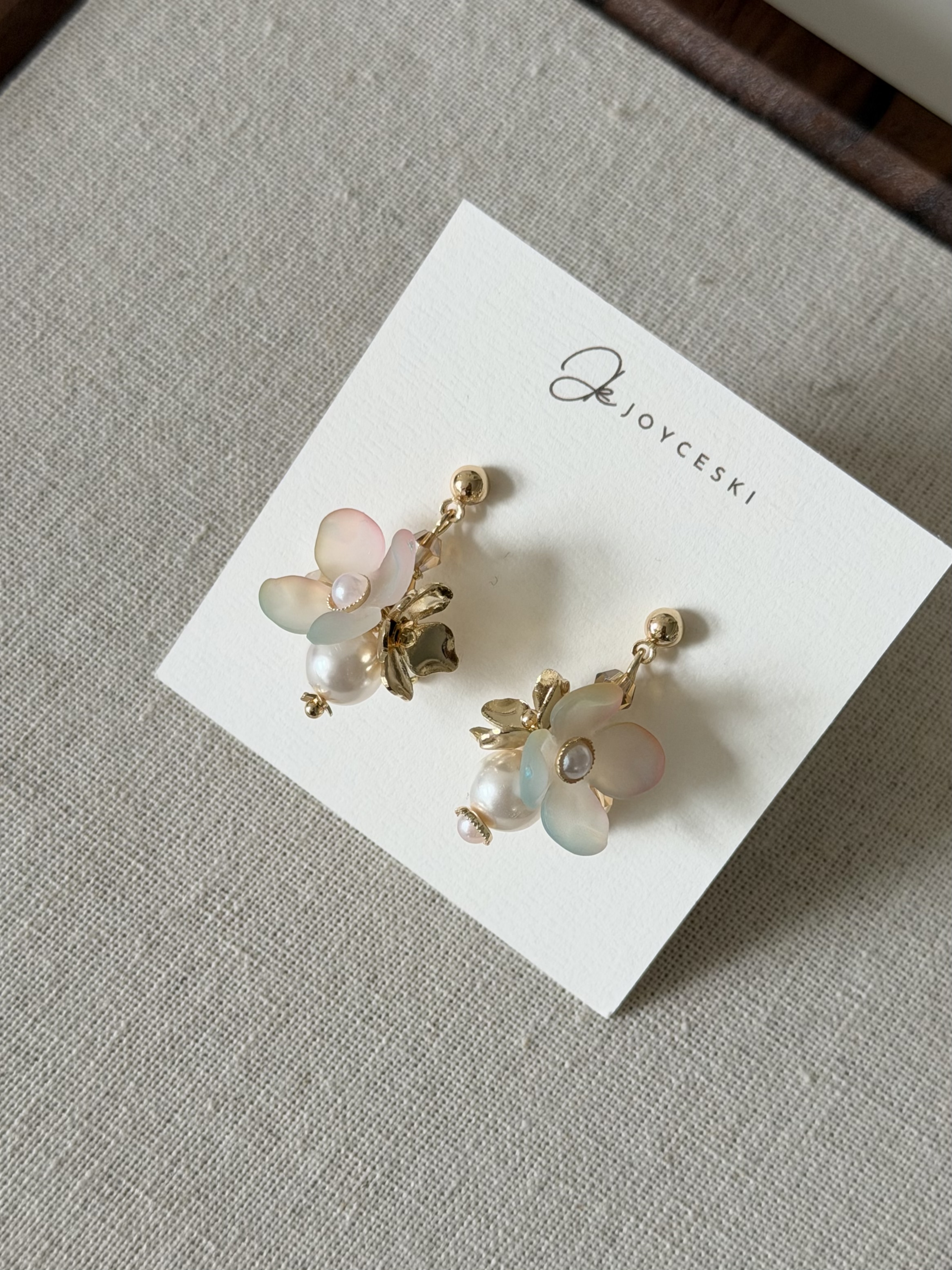 日本花語系列耳環/漸變櫻花粉紅花朵款