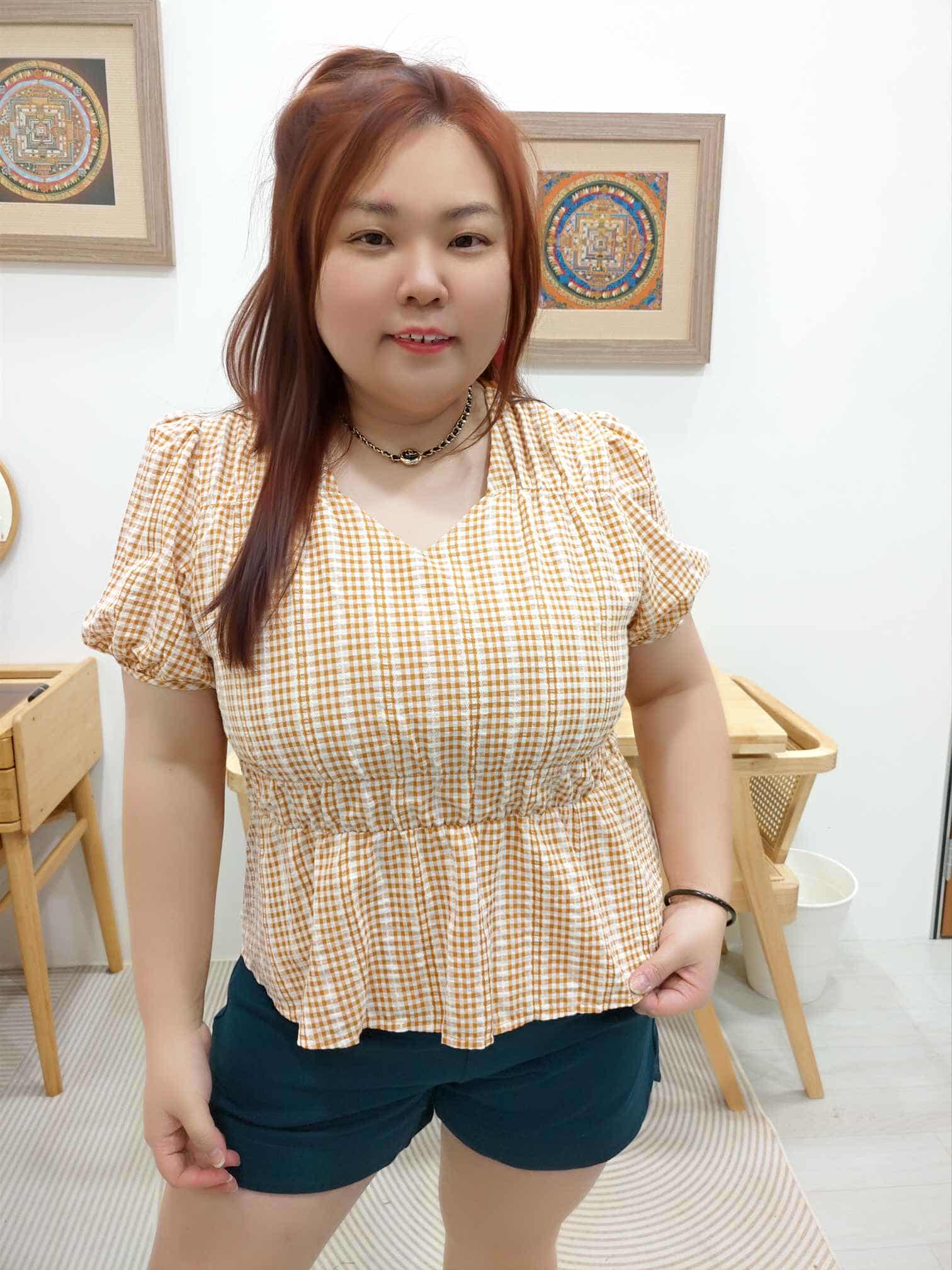 OTB16 BE#2828220 拼接小格钻石领上衣