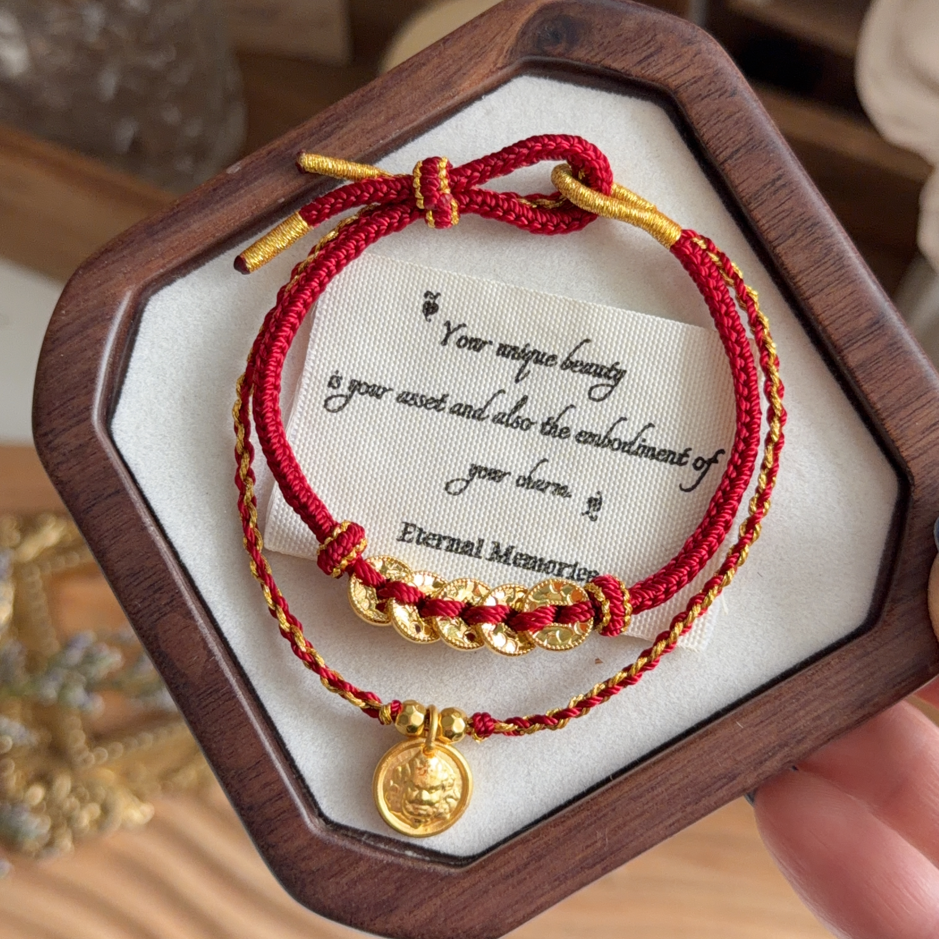 999硬金五帝幣+黃財神襯手绳