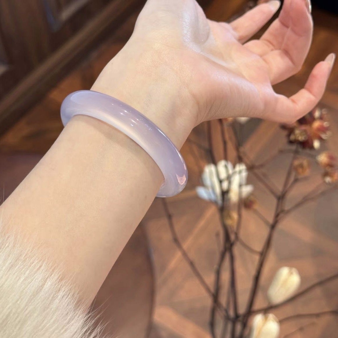 天然玛瑙玉髓 💜冰浅紫罗兰手镯