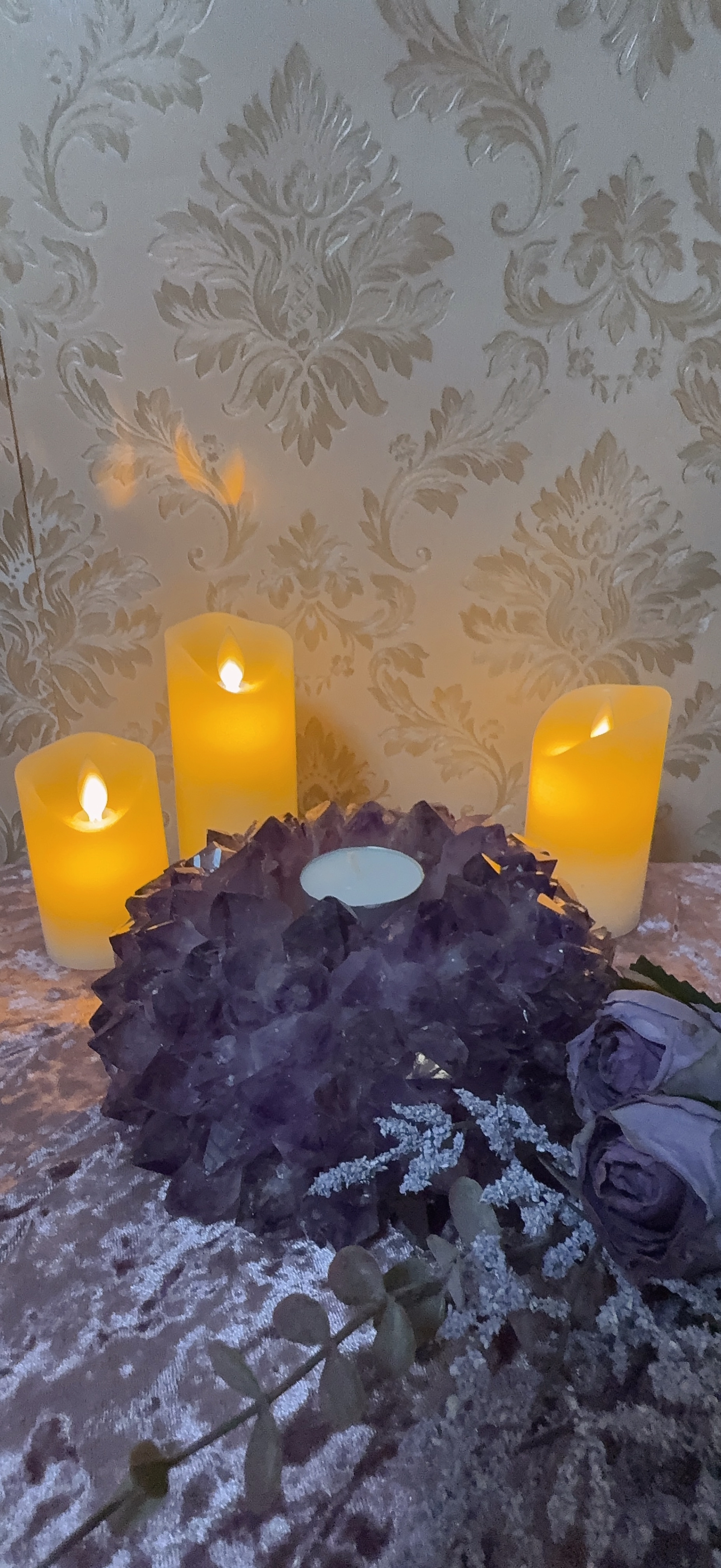 【來自巴西的靈魂之光】紫水晶花燭台💜