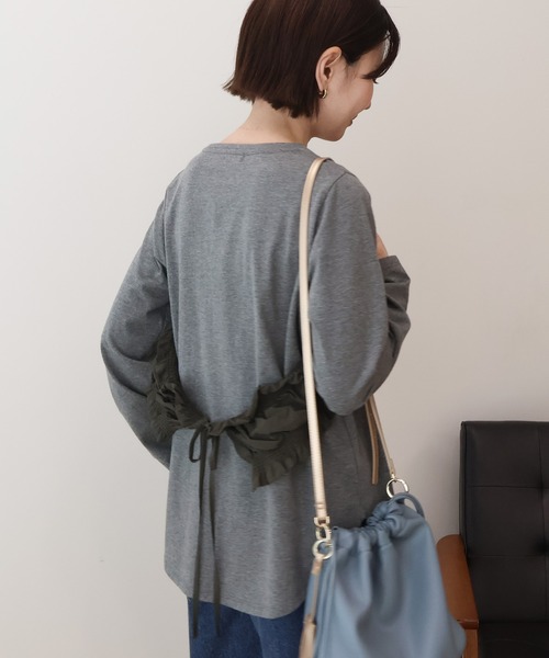 裹胸前設計感後綁帶上衣