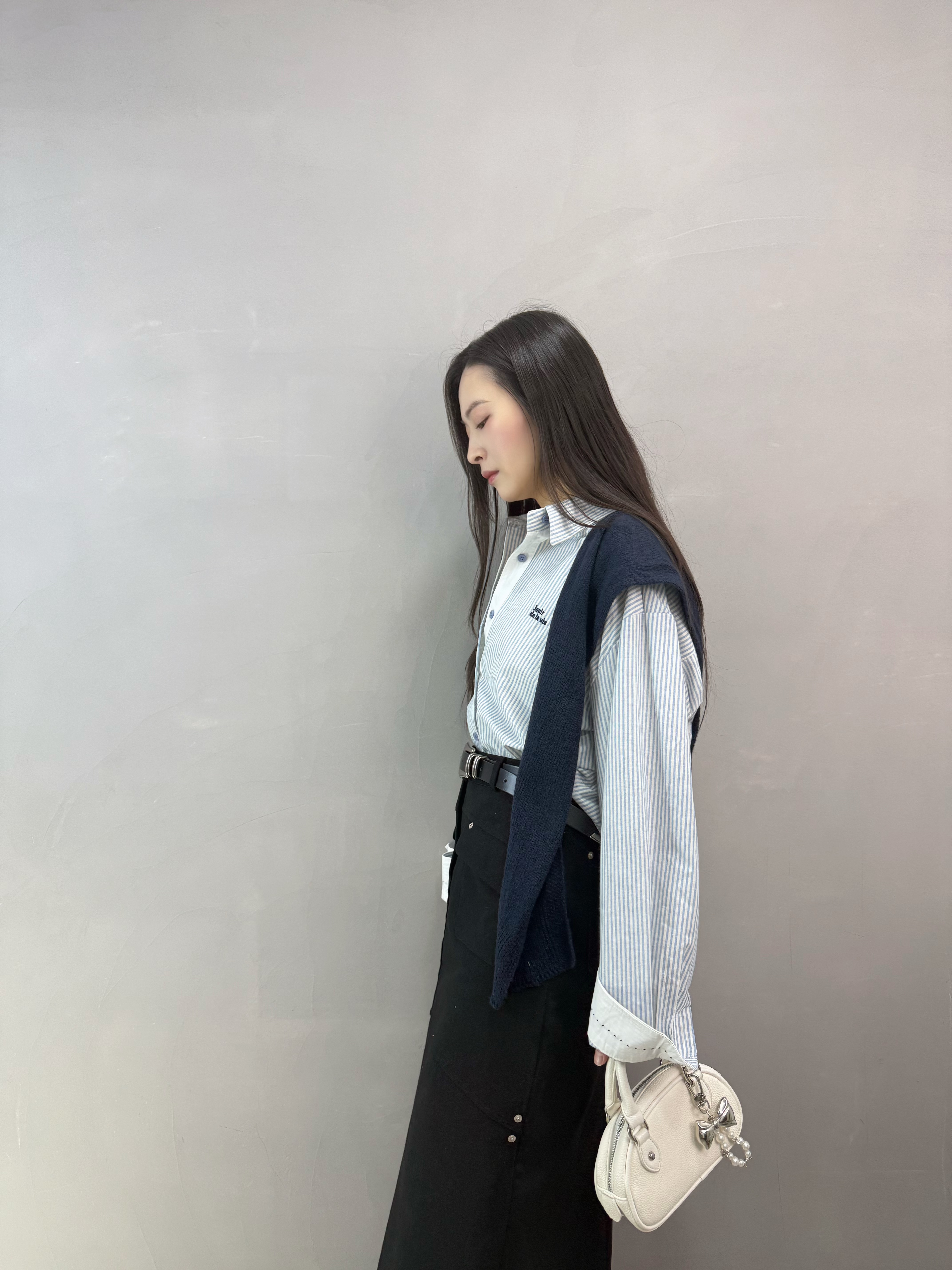 I18條子恤衫+披肩set 