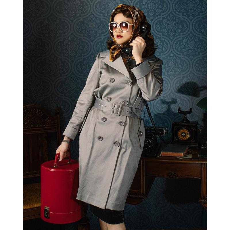 （SOLD OUT）1960s MAD Man Secretary Double-Breasted Dress Coat - Grey(FM085)