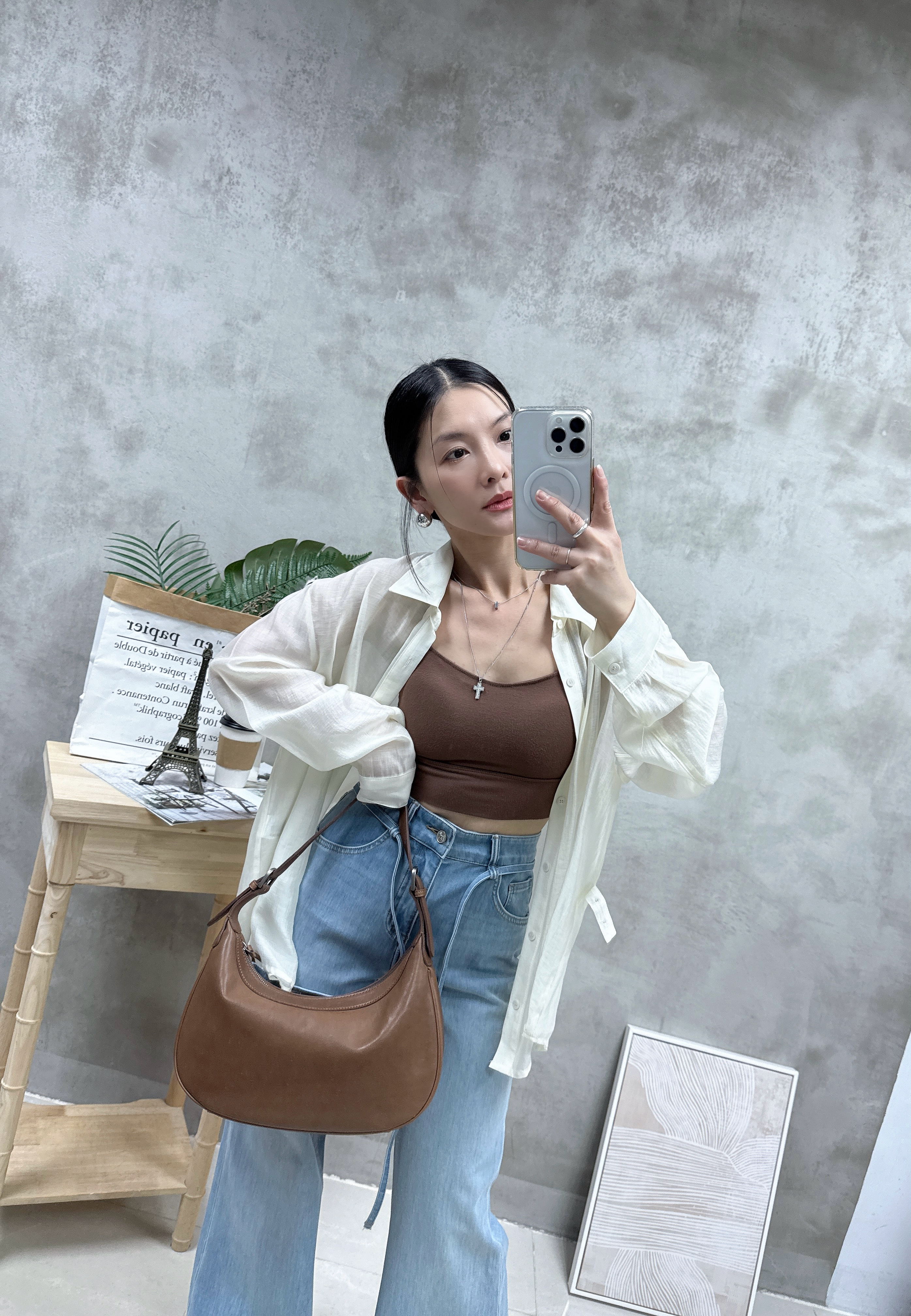 絲質側扣防曬恤衫