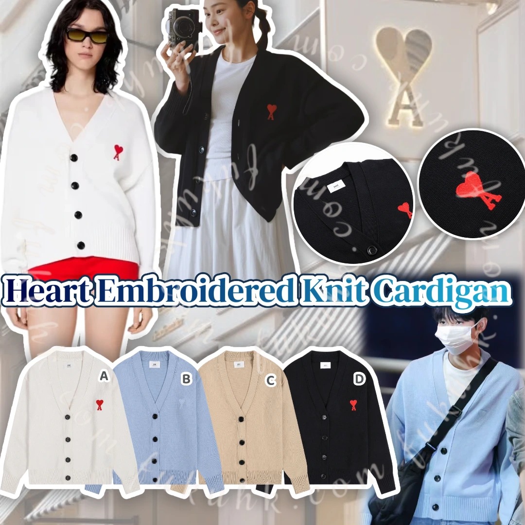AMI Heart Embroidered Knit Cardigan 愛心刺繡針織開襟冷衫