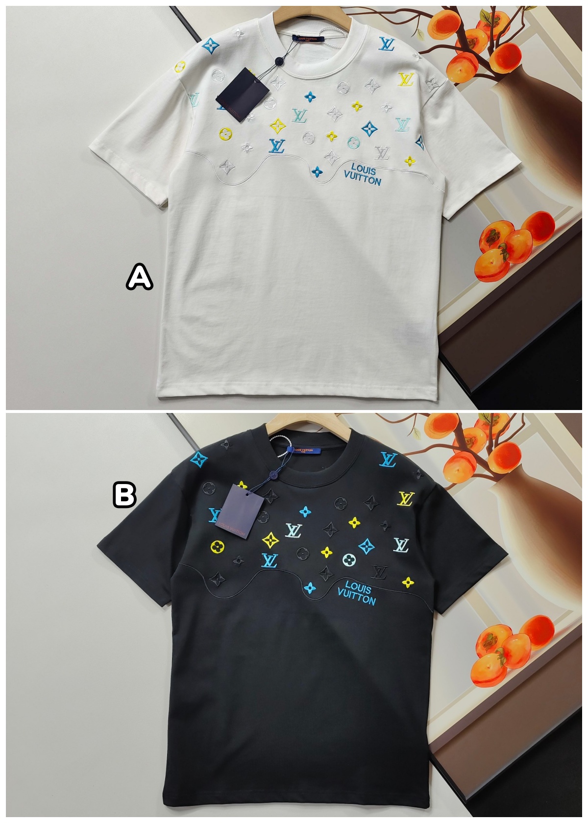 LV 多色字母刺繡短袖Tee 