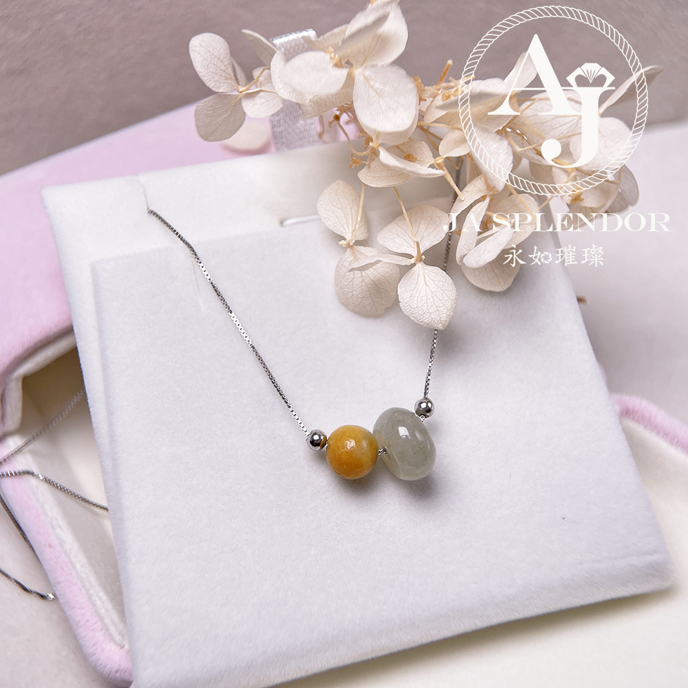 D-04E 天然翡翠A玉 招財幸運純銀項鏈