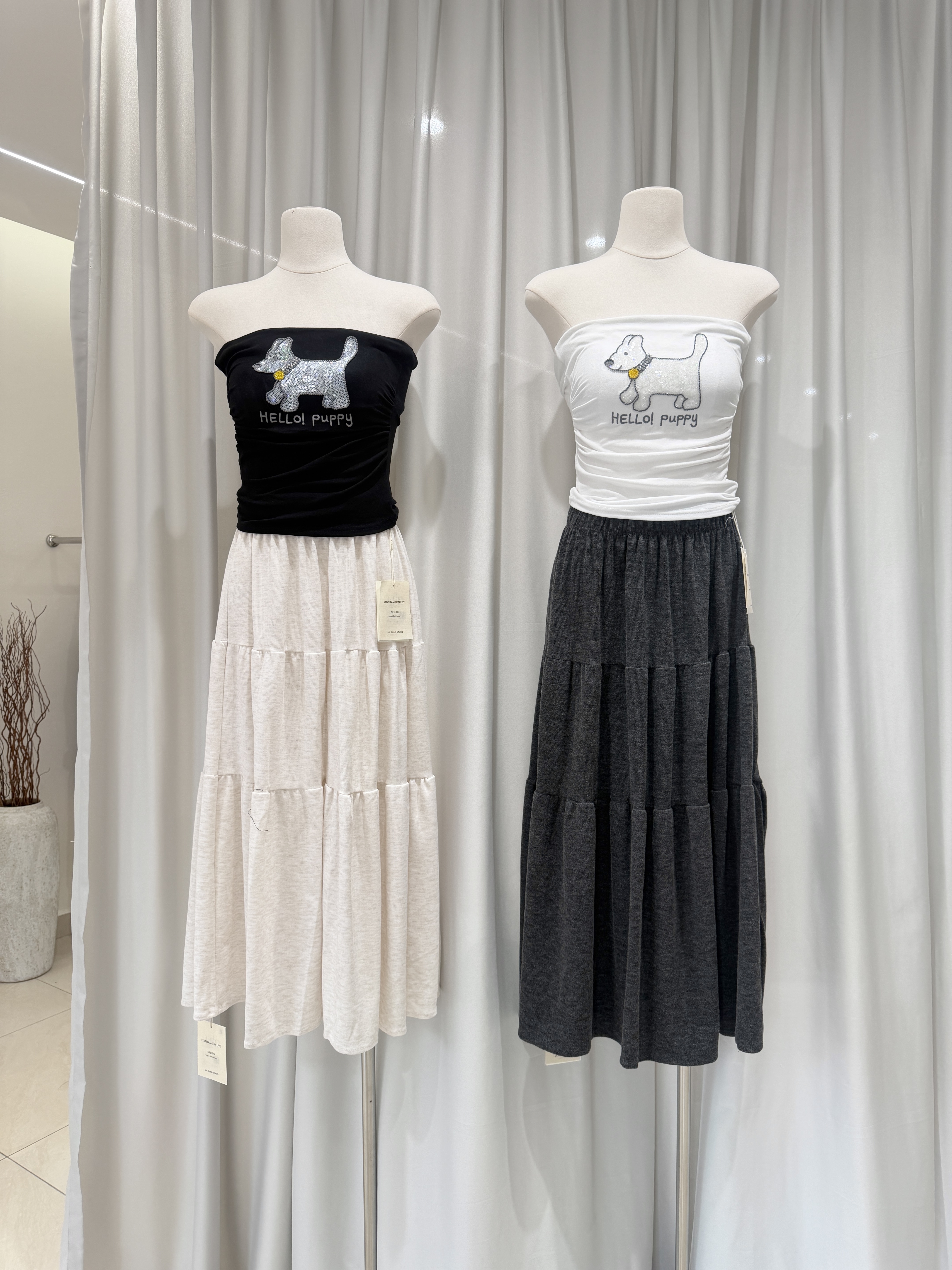 6590 甜辣妹珠片绣小狗狗抹胸