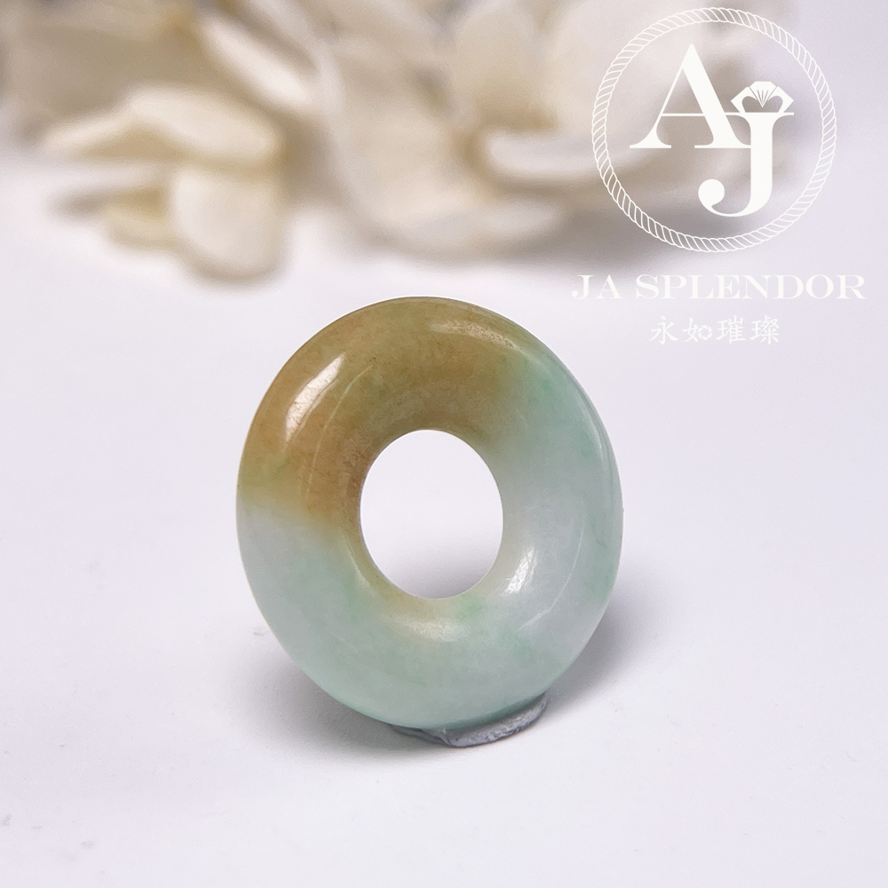 JN-3357 天然翡翠A玉 金黃半山半水甜甜圈