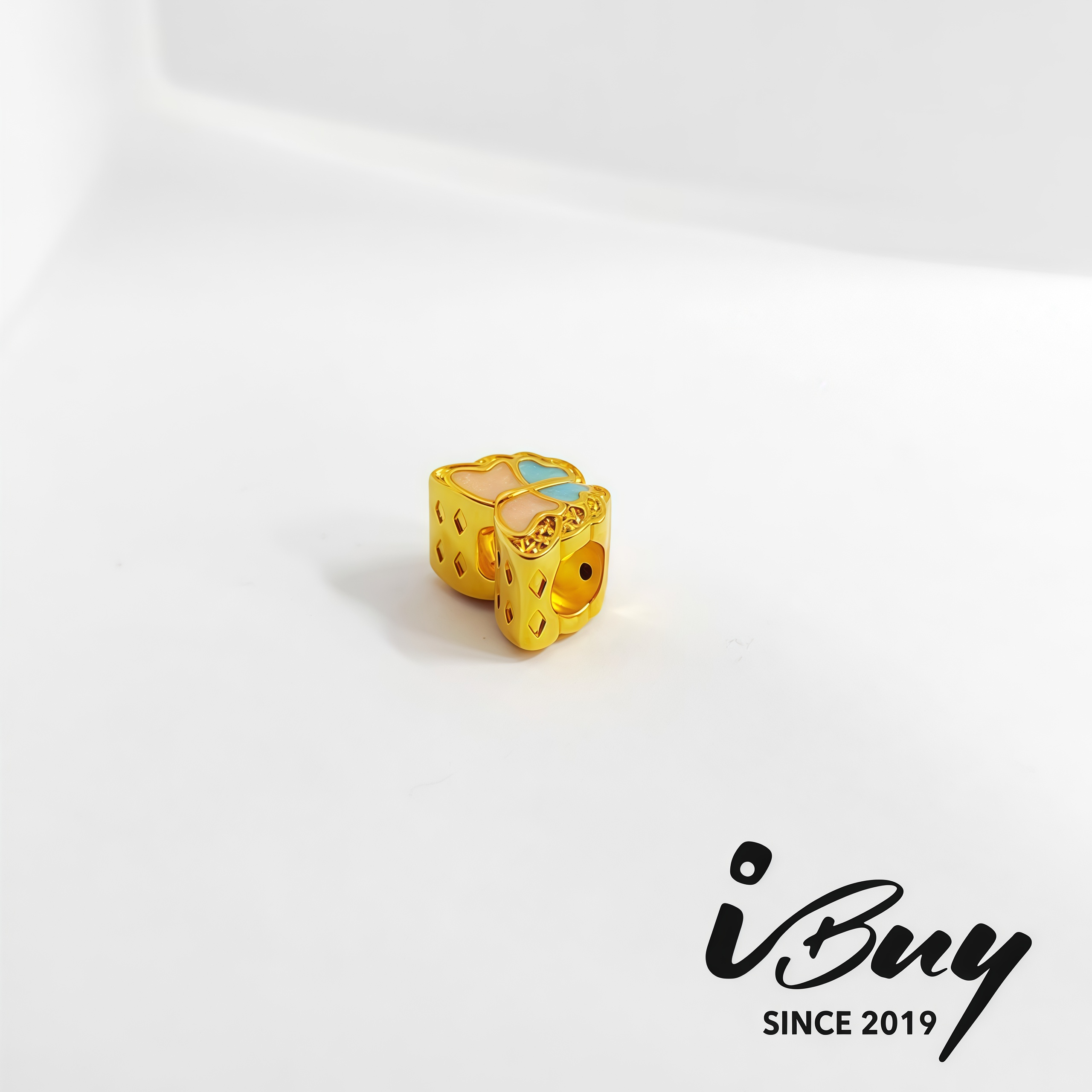 916 HARD GOLD ENAMEL STARRY SKY BUTTERFLY BEAD 916 硬金 珐琅星空蝴蝶串咀